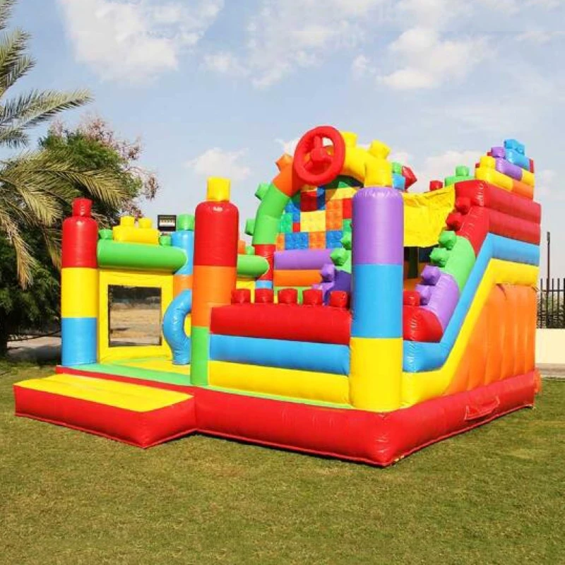 Aufblasbares Trampolin für Kinder, Hüpfburg, Springburg mit Rutsche Image