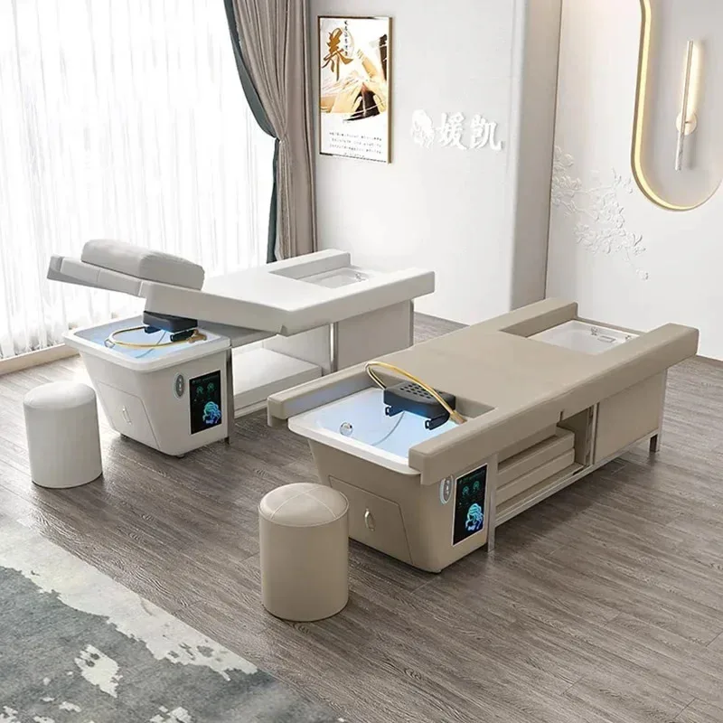 Massagekopf Spa Shampoo Stuhl Bewegen Anpassen Pediküre Waschbecken Luxus Haarwaschbett Fuß Shampouineuse Salon Ausrüstung MQ50SC2026 Image