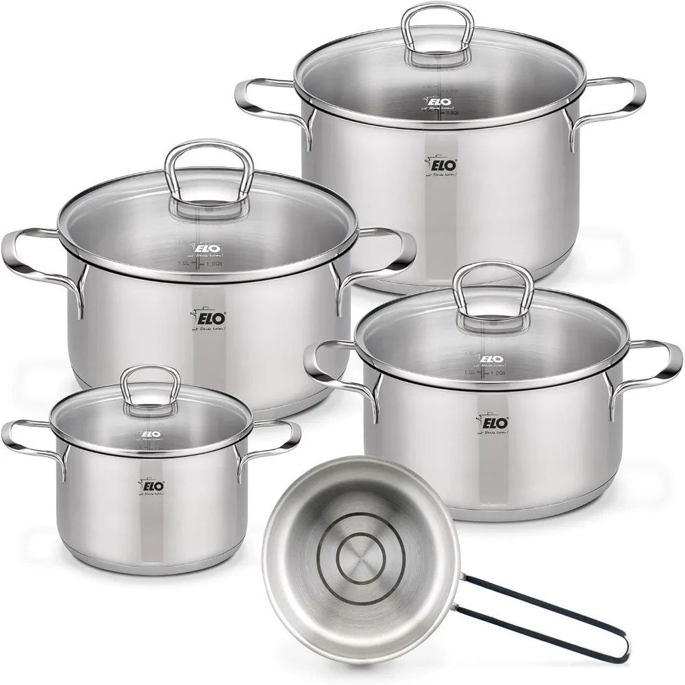 Premium Edelstahl Kochtopf-Set 5-teilig – Induktionsgeeignet mit Glasdeckel und Öl-Dosierer127 Image