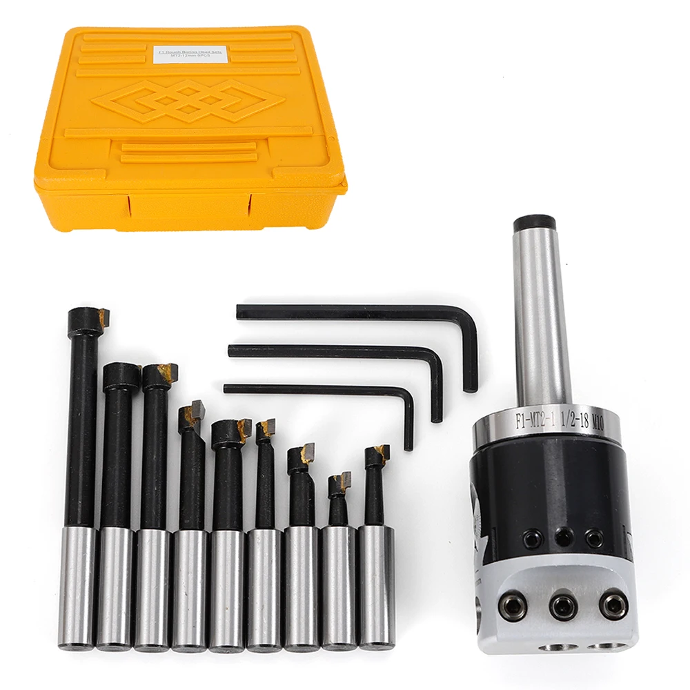 Bohrloch-Bohrstangen-Set MT2-M10 F1-12 50 mm Bohrkopf + 9 Stück 12 mm Bohrstangen-Set Bohrwerkzeug Image