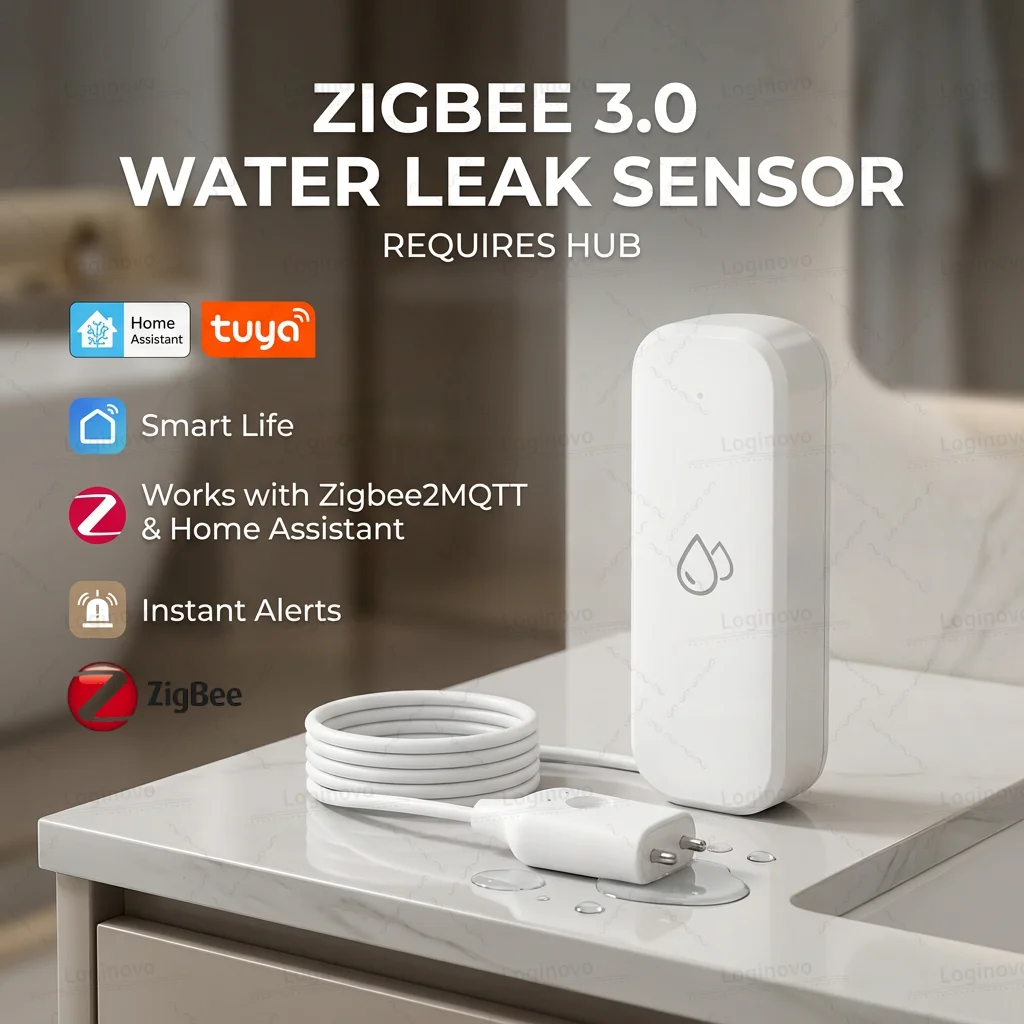 Zigbee Wasser Sensor Flut Leck Detektor Wasser Verknüpfung Smart Leben App Alarm Sensor Smart Home Sicherheit Schutz Für TUYA Z2M Image