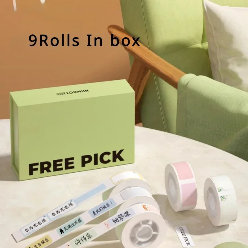 9 Rollen Mix-Aufkleber für Niimbot D11/D110/D101/H1, thermisches selbstklebendes Etikettenpapier, wasserfeste Aufbewahrungsaufkleber Image