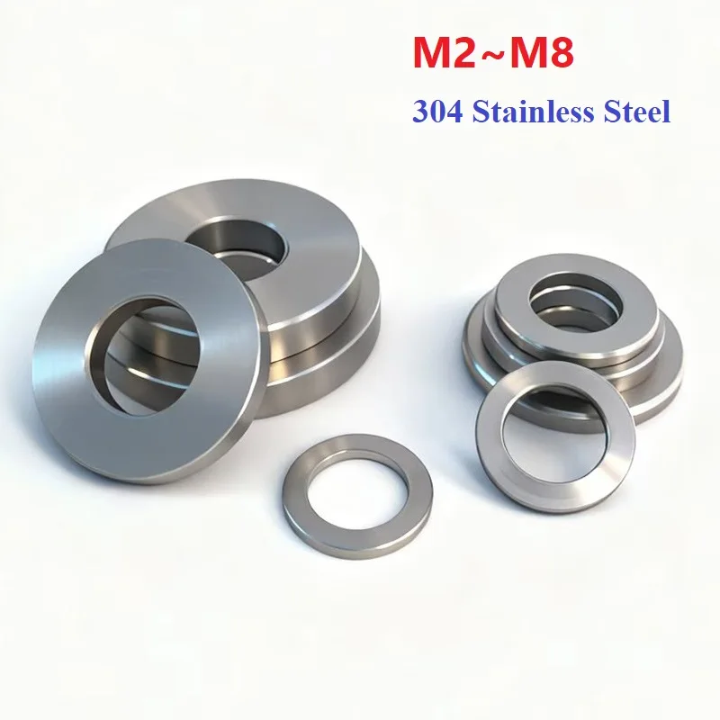 Vergrößerte und verdickte flache Unterlegscheibe aus Edelstahl 304, ultradünne Schrauben, Unterlegscheibe M2, M3, M4, M5, M6, M7, M8 Image