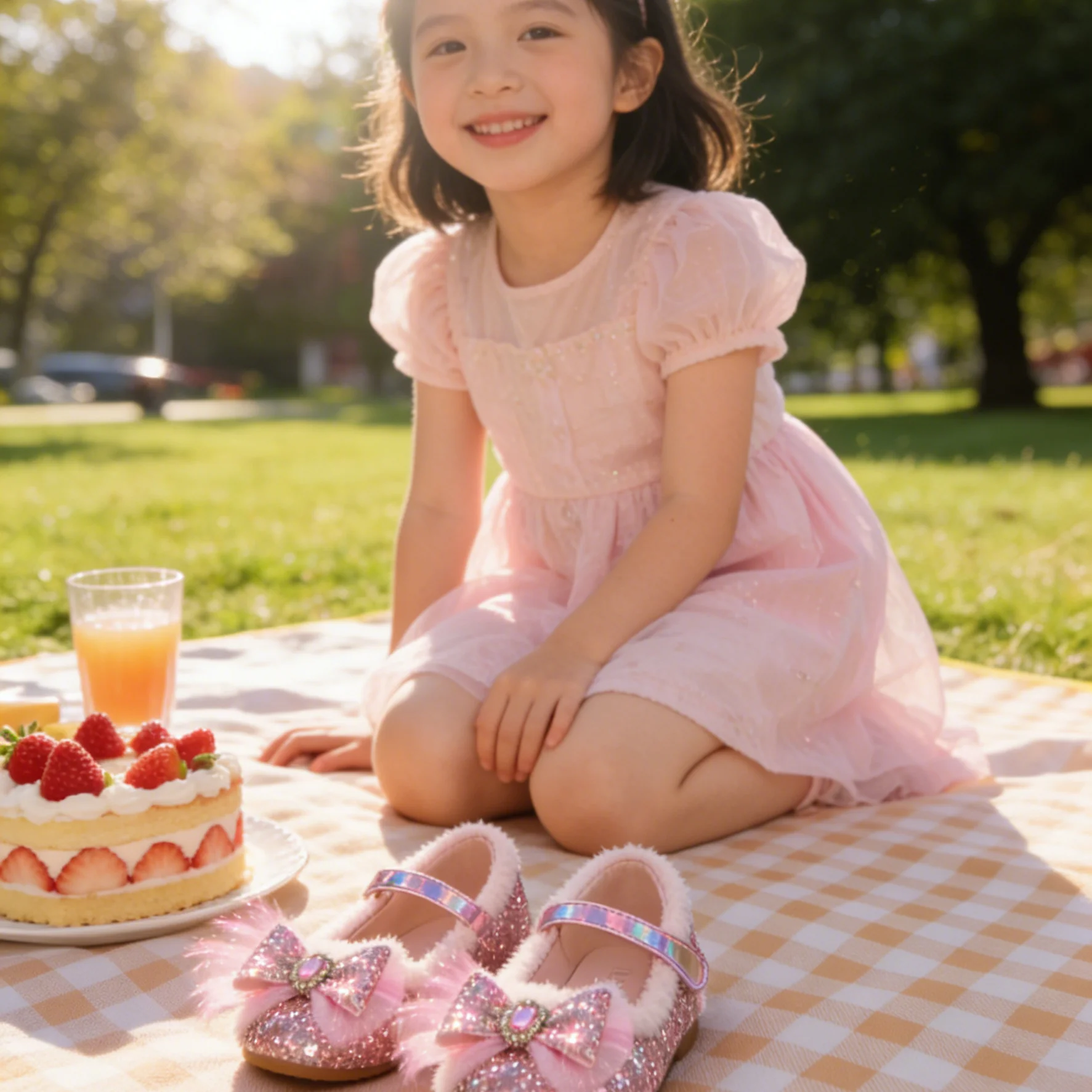 Prinzessinnen-Kinderschuhe für Mädchen, Blumenmuster, lässig, glitzernd, für Kinder, Schmetterlingsknoten, Partygeschenke, Teenager-Flats, warme Schuhe, Größe 23–36