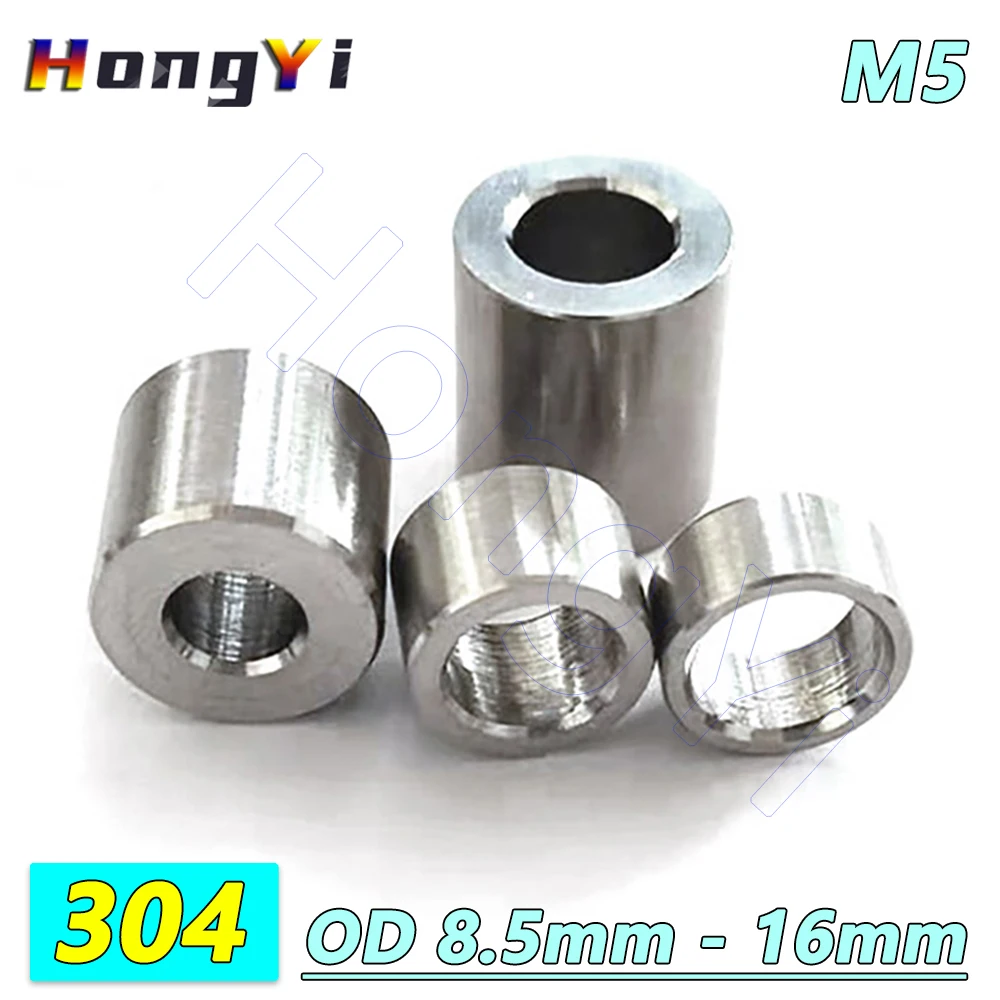 Unterlegscheibe ohne Gewinde aus Edelstahl 304, M5-Abstandshalter, runder hohler Abstandshalter, gerade durch die Säulendichtungshülse Image