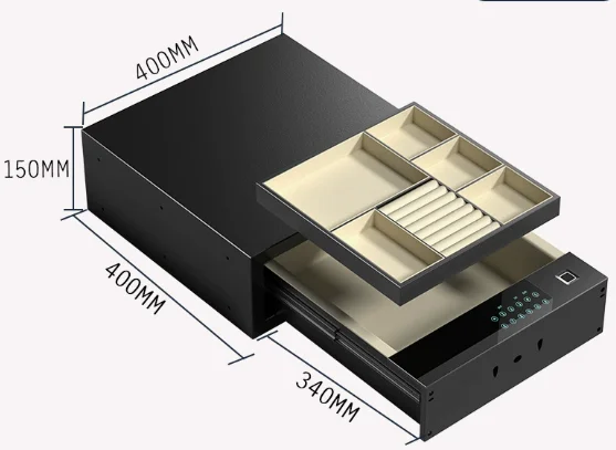Fingerabdruck- & Passwort-Safe, Mini Versteckter Schubladensafe - Kleiner Kleiderschrank-Tresor für Schmuck & Bargeld