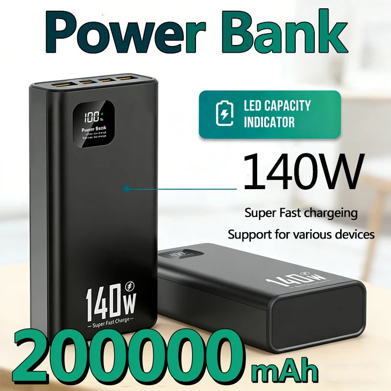 140 W 200000 mAh Hohe Kapazität Power Bank Super Schnelle Aufladen Powerbank Tragbare Batterie Ladegerät für iPhone Samsung Xiaomi Huawei Image