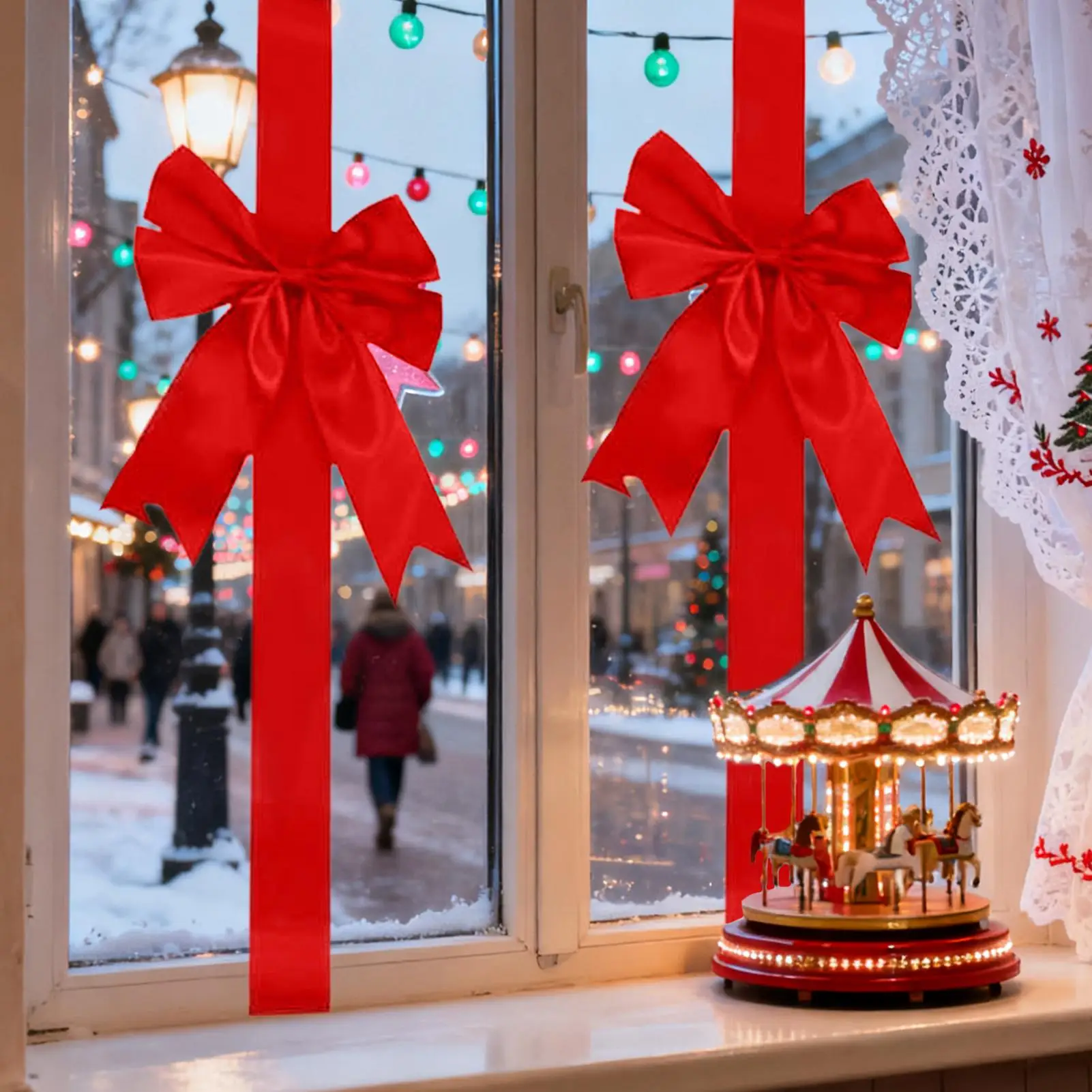 Weihnachtsbänder, Schleifen, wiederverwendbar, Küchenschrank, Feiertagsdekoration, rot-grüne Bänder für Haustür, Eingangsbereich, Wände, Zäune