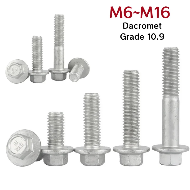 Dacromet Flanschschraube M6 M8 M10 M12 M14 M16 Metrisches Gewinde Sechskant-Flanschschraube Güteklasse 10.9 Sechskant-Unterlegscheibenkopf-Autoschraube GB5787 Image