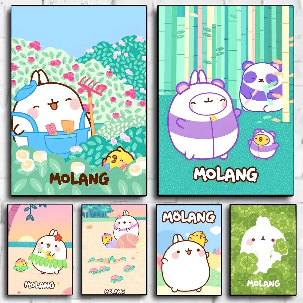Cartoon süßes M_Molang Kawaii Anime Poster dekorative Wandkunst Aufkleber Wandbild Fotodruck für Zuhause Wohnzimmer Flur Dekor Image