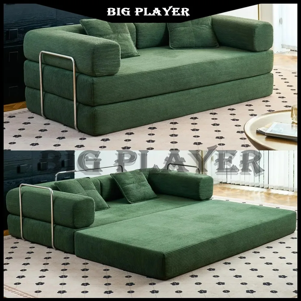 Italienisches komprimiertes Sofa, minimalistisches Retro-Cord-Schlafsofa, Lounge, modulare Couch, faltbar, waschbar, anpassbar für Wohnzimmer Image