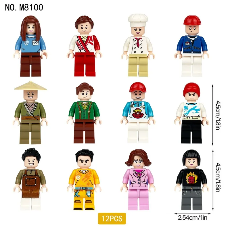 City Doll M8100 Kinderbausteine, kleine Partikel, zusammenbaubares Puppenspielzeug, Mädchen-Koch, Schüler, Mini-Puppe, Junge, Mädchen, Geburtstagsgeschenk, Weihnachtsgeschenk