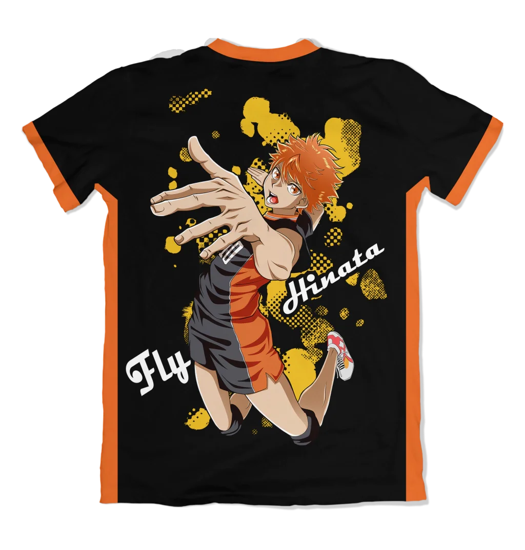 Neueste Haikyuu!!-Neuheit 3D-gedrucktes T-Shirt mit mehreren Charakteren – Fliegen! Black Wolves Colorway Anime-Kurzarmshirt für Erwachsene und Kinder Image