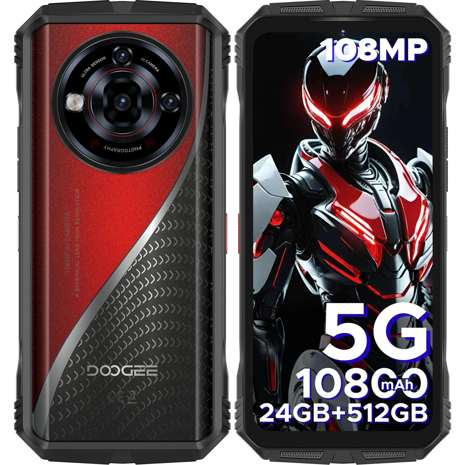 Globale Version DOOGEE S118 Pro 5G Outdoor-Smartphone 10800mAh Akku Dimensity 7050 6,6'' FHD 120Hz 24GB RAM 512GB ROM Handy NFC Image