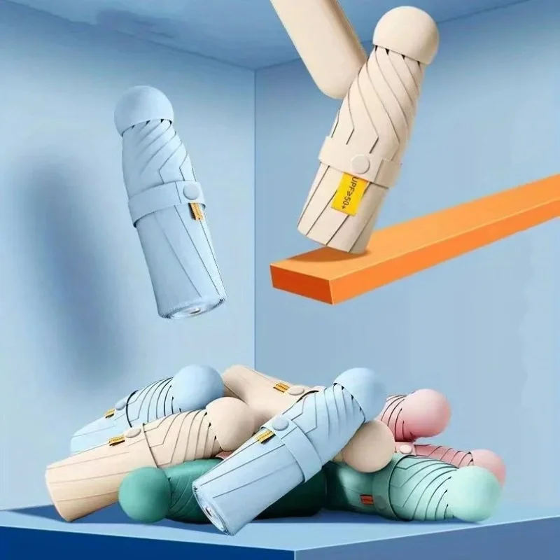 1PC Mini Sonnenschirm Kleine Tasche Regen Regenschirm Falten UV Uv-Schutz Sonnenschutz Tasche Sonnenschirm Kapsel Image