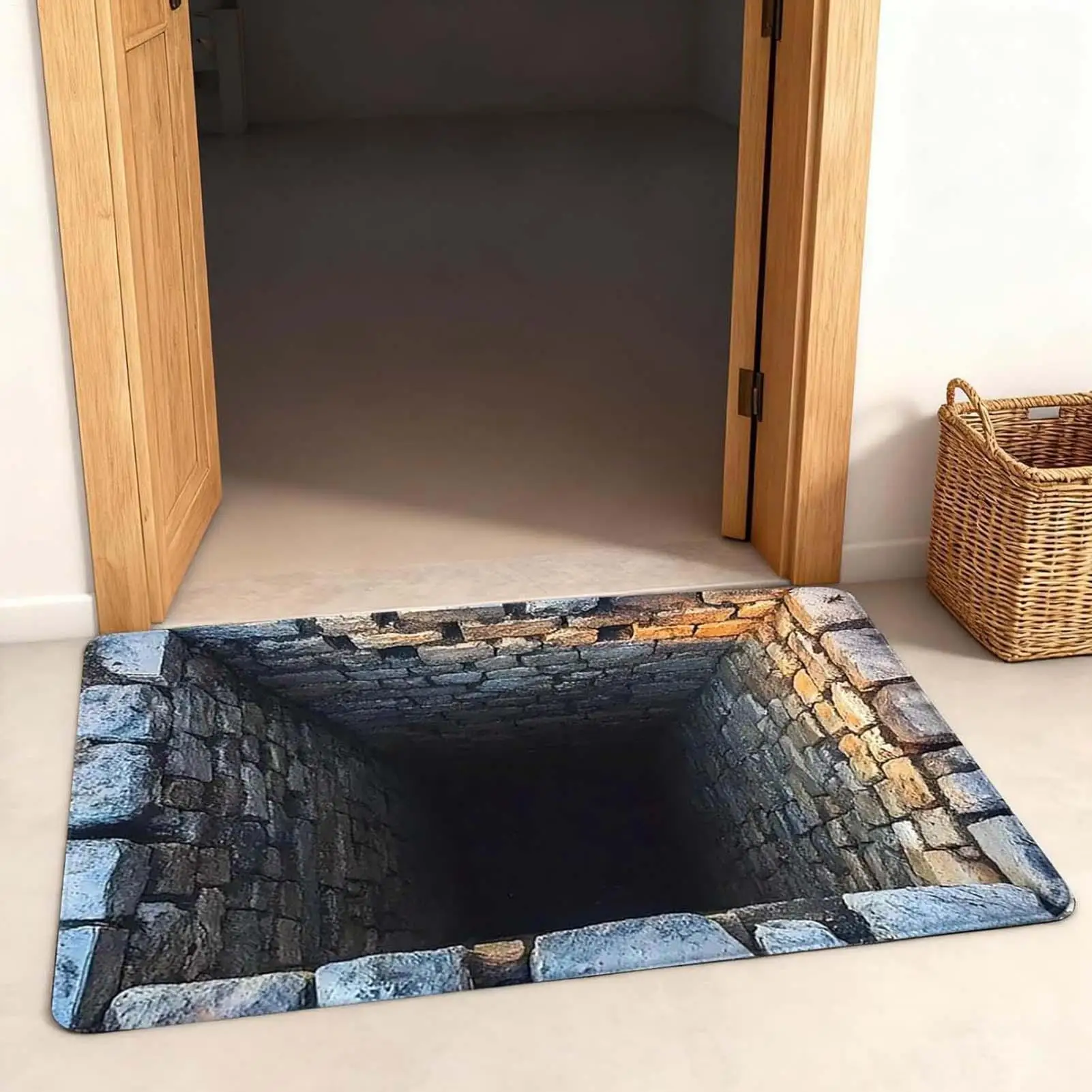 3D-Teppiche mit Optischer Täuschung, Rutschfeste Lochmatten, 3D-Illusions-Lochmatten für Weihnachten, Halloween, Schlafzimmer, Wohnzimmer, Badezimmer Image