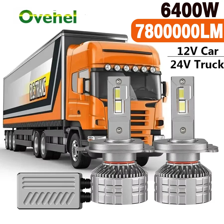 OVEHEL H7 LED Canbus Leuchtmittel 6400W 7800000LM H4 LED-Scheinwerfer H11 HB4 9006 HB3 9005 Auto Moto CSP 12V Auto 7750 CHIP 24V Für LKW Image