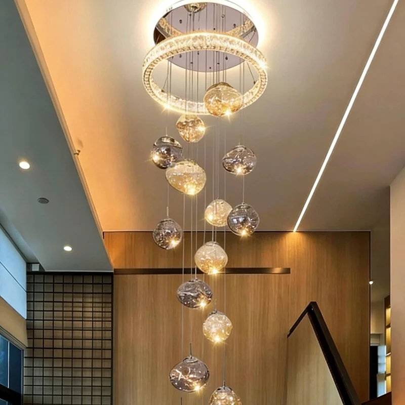 Moderne Treppenhaus-Kronleuchter Pendelleuchten Innenbeleuchtung Deckenlampe Hängeleuchte LED-Kronleuchter für Wohnzimmer Innenbeleuchtung