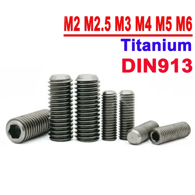 GB80 DIN913 10PCS M2 M2,5 M3 M4 M5 M6 Titan Innensechskant Stellschrauben Reines Titan Flachend Madensätze Schraube Image