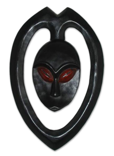 Ghanaian wood mask, 'Spirit of Love' - Unique African Wood Mask