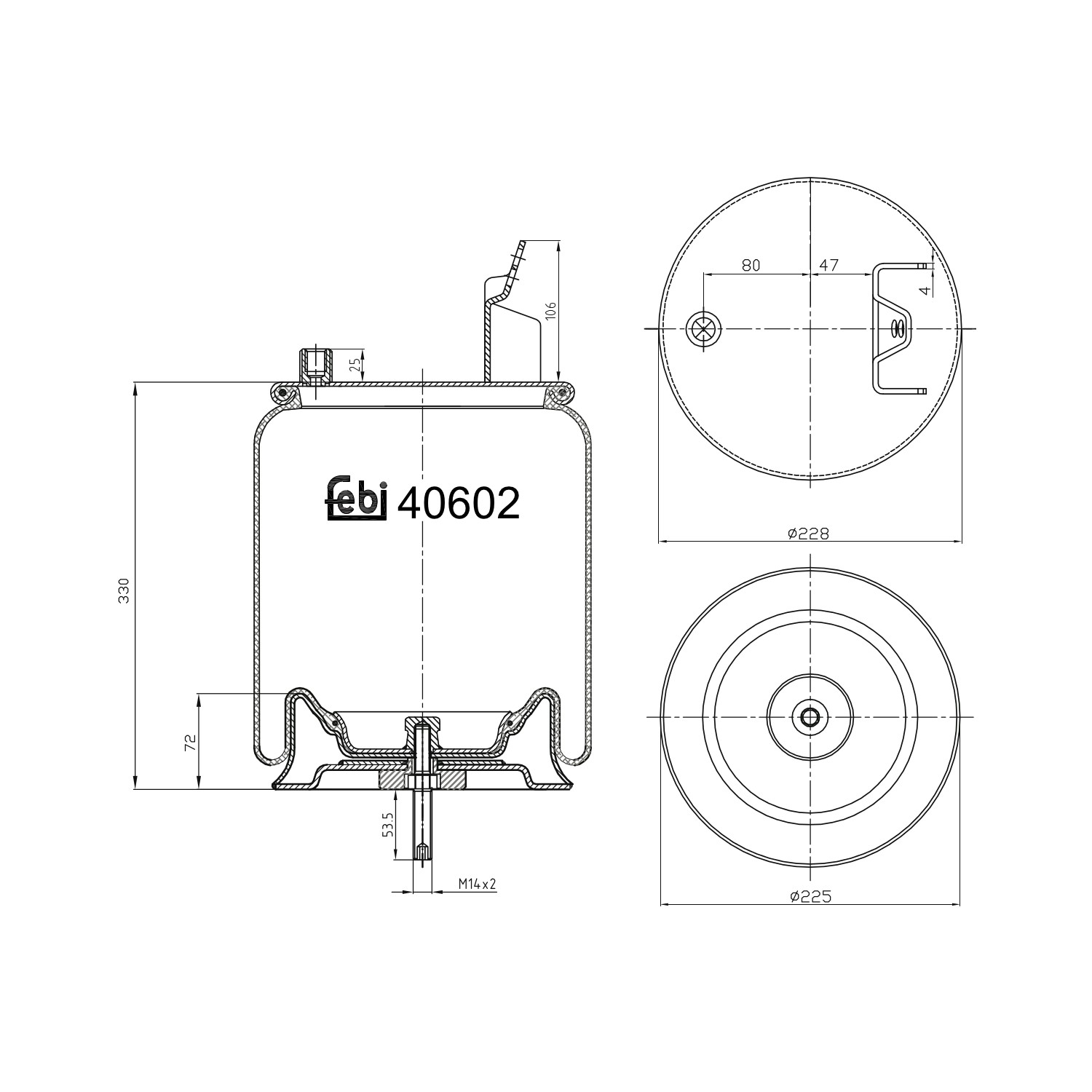 FEBI BILSTEIN Federbalg, Luftfederung VOLVO 40602 20583420,20737947,21961458 20424543,20456195 Image