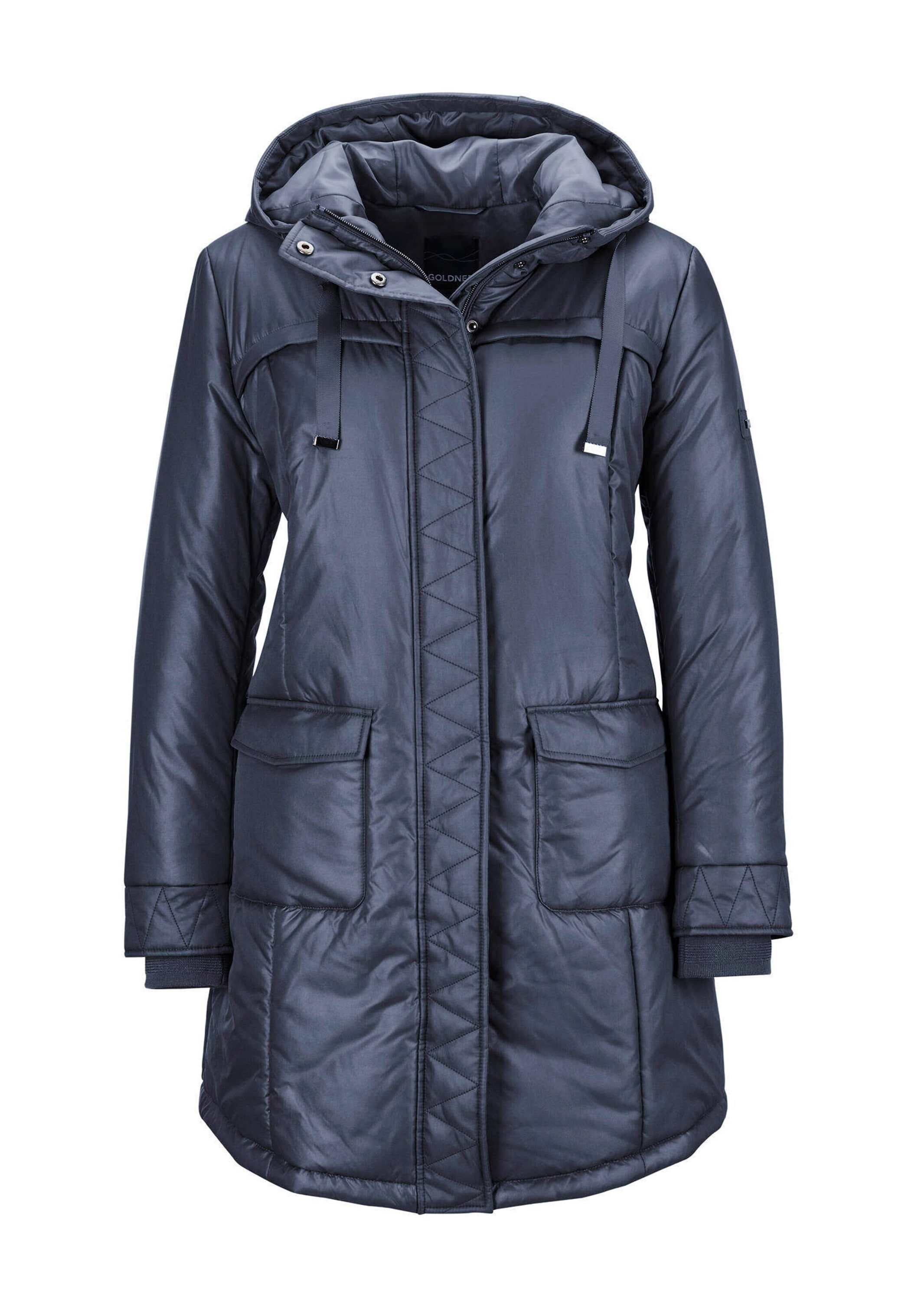 Winterjacke GOLDNER "Anorak", Damen, Gr. 40, blau (marine), Obermaterial: 100% Polyester PES., Rippe, Jacken Winterjacke, Gehschlitz