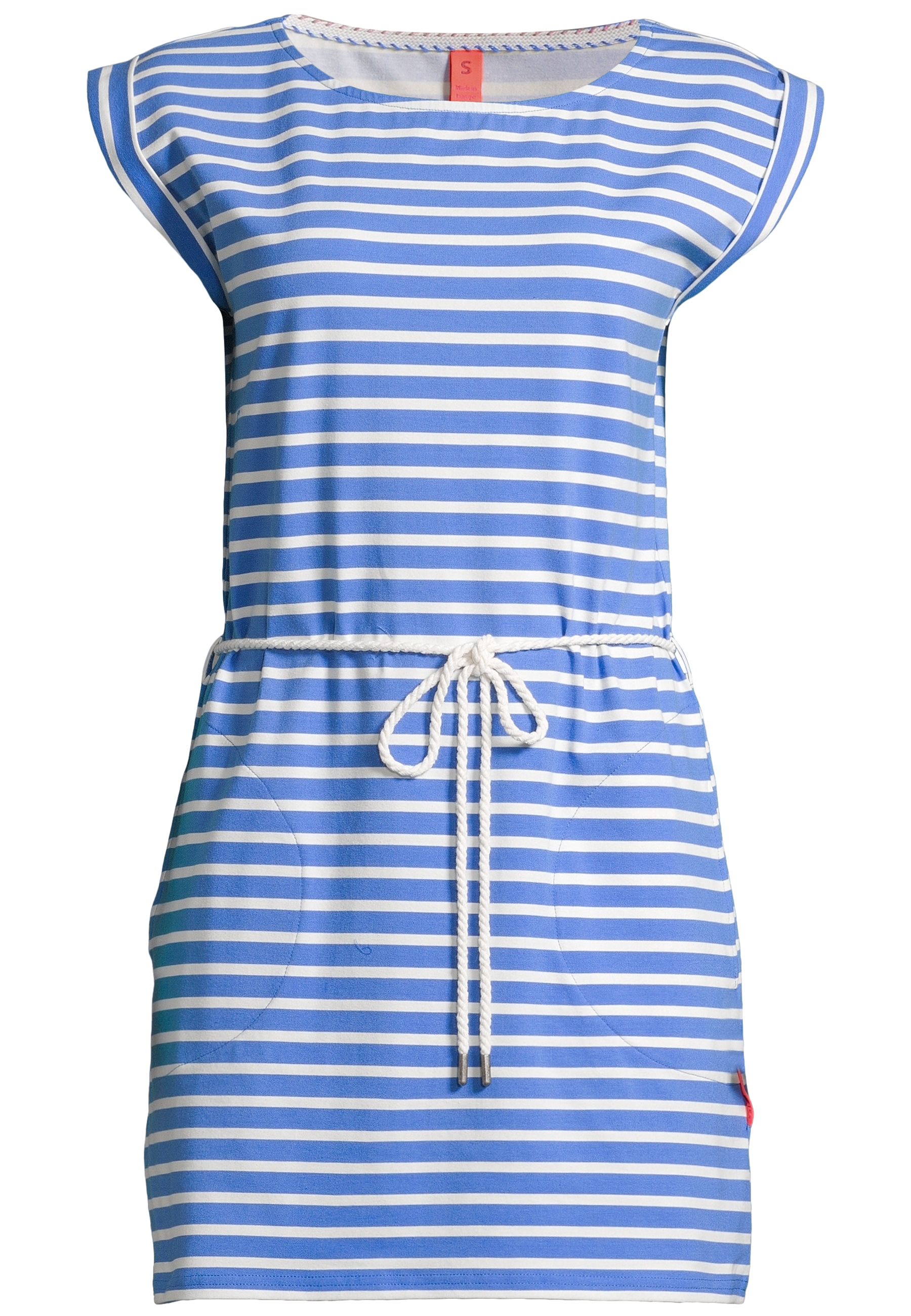 Midikleid SALZHAUT "Knielanges Kleid (Midi) PAPPNEES", Damen, Gr. M, EURO, blau (sanftes weiß, sky), Obermaterial: 50% Baumwolle CO. 50% Polyester PES., Kleider Midikleid