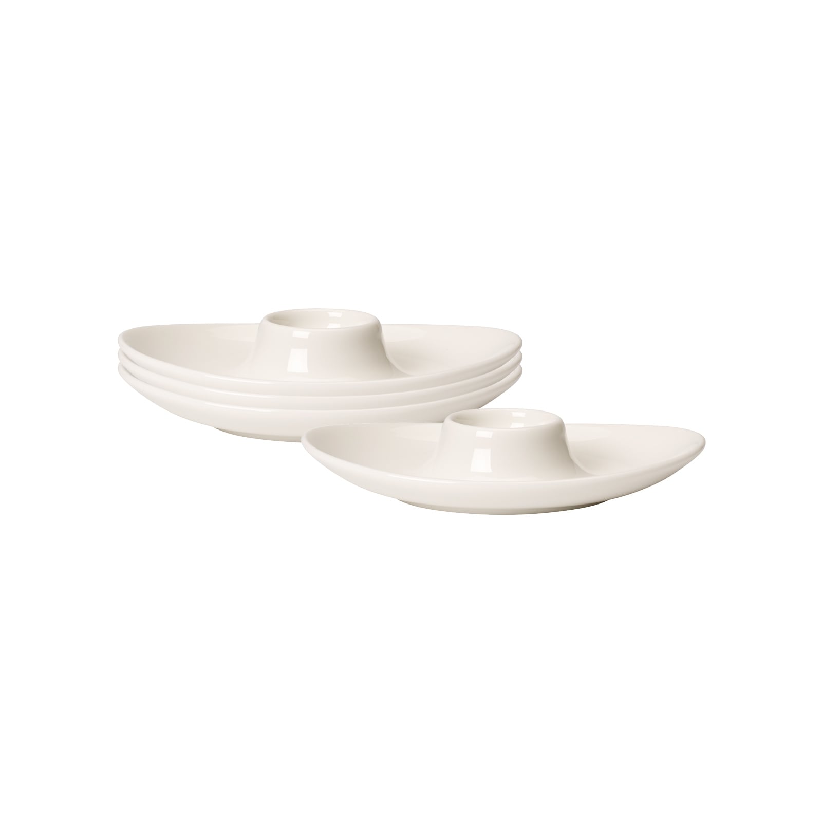 Eierbecher VILLEROY & BOCH "Eierbecher New Cottage Basic 15 x 11 cm 4er Set weiß", weiß, Porzellan, Eierbecher