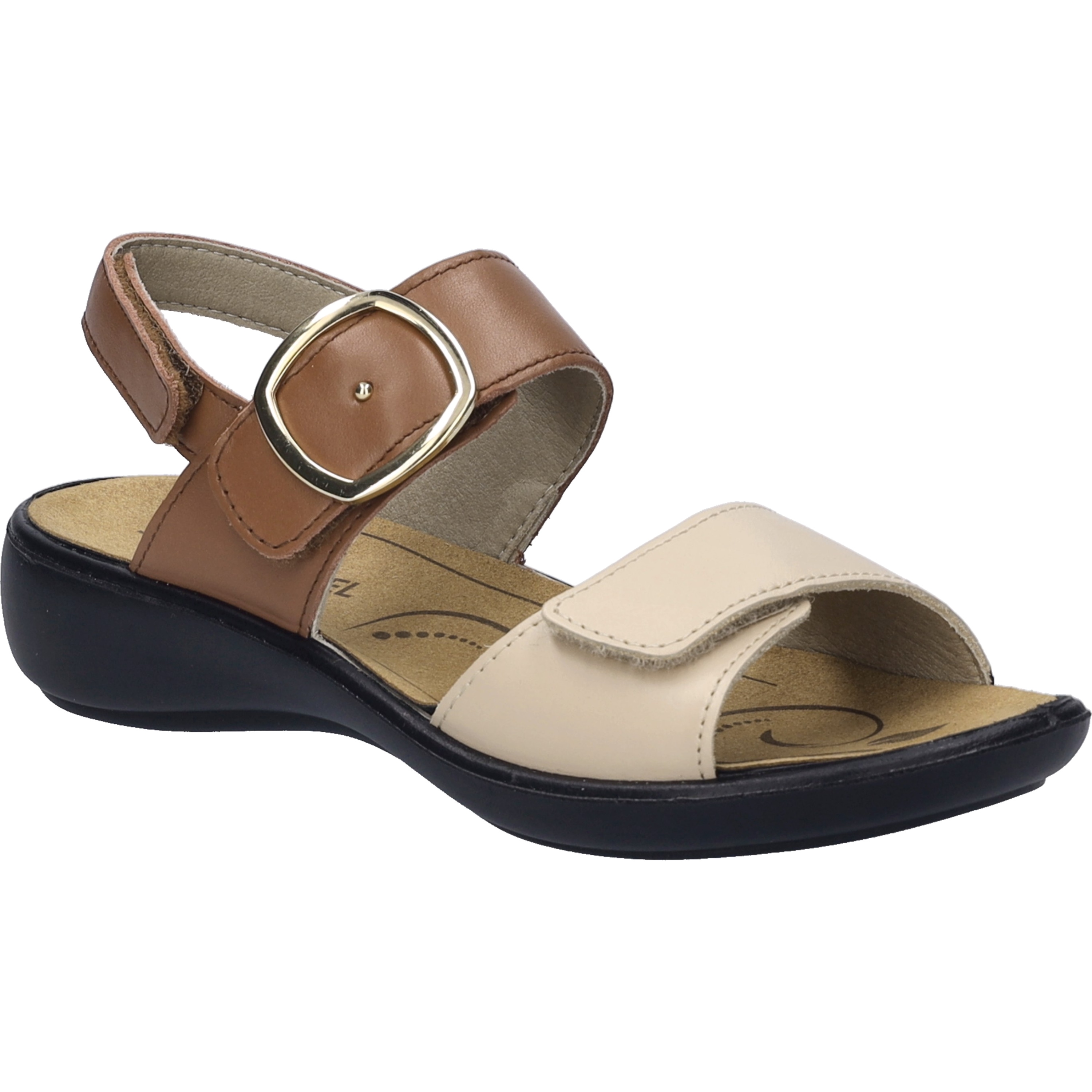 Sandale JOSEF SEIBEL "Ibiza 12, creme-cognac", Damen, Gr. 40, beige (creme, cognac), Obermaterial: 100% Rindsleder Leather cow., Schuhe Sandale