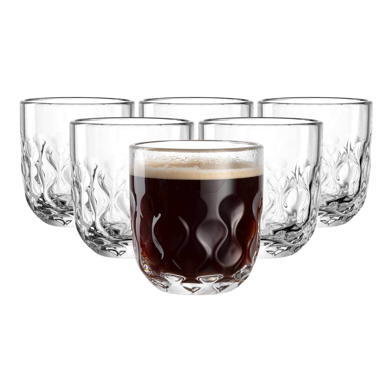Latte-Macchiato-Glas LEONARDO "Kaffeegläser (2) Gocce 220 ml 6er Set transparent", bunt (transparent), 6 tlg., Glas, Trinkgefäße, Latte-Macchiato-Glas Image