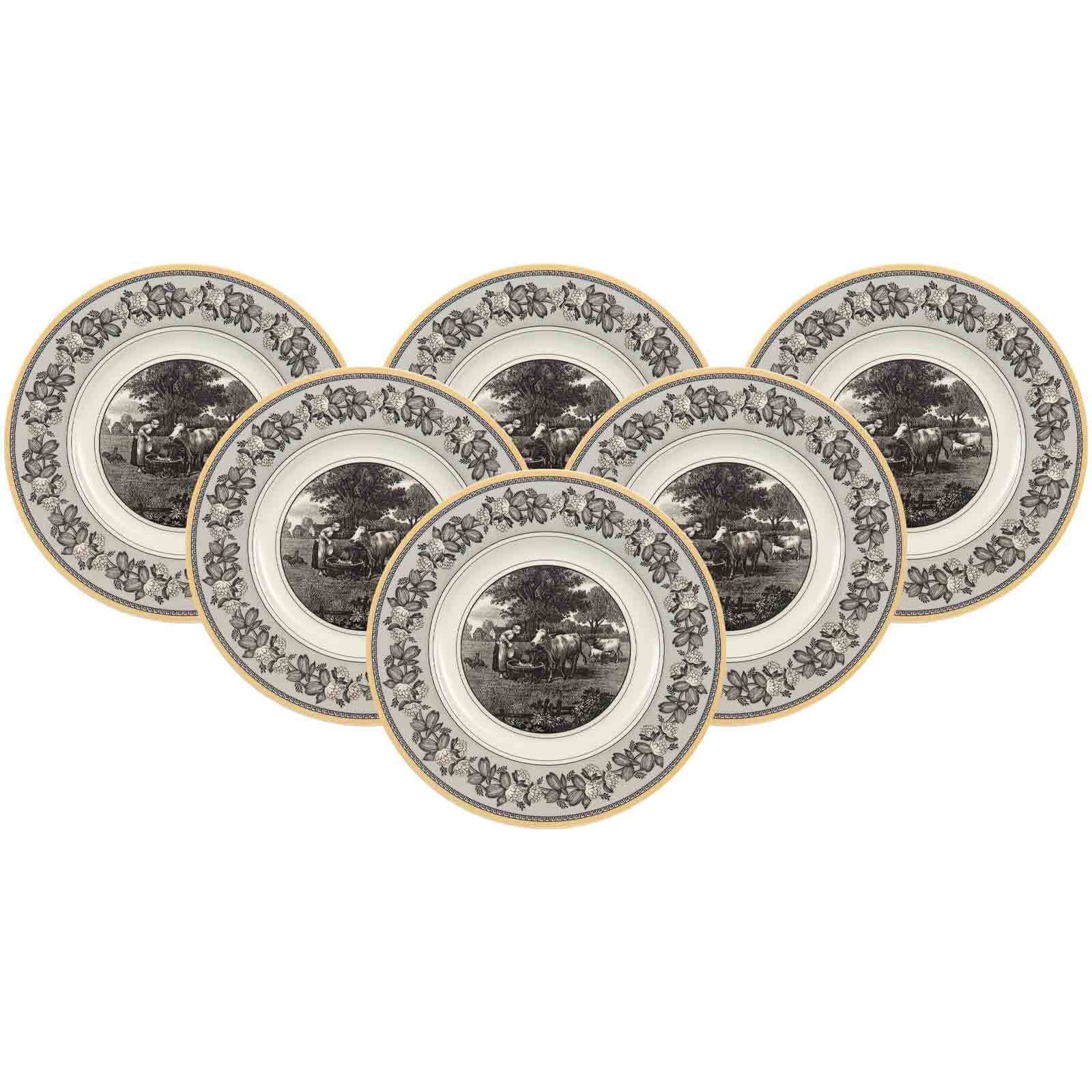 Frühstücksteller VILLEROY & BOCH "Frühstücksteller Audun Ferme ø 21,6 cm 6er Set weiß-grau-gelb", bunt (weiß, grau, gelb), Speiseteller