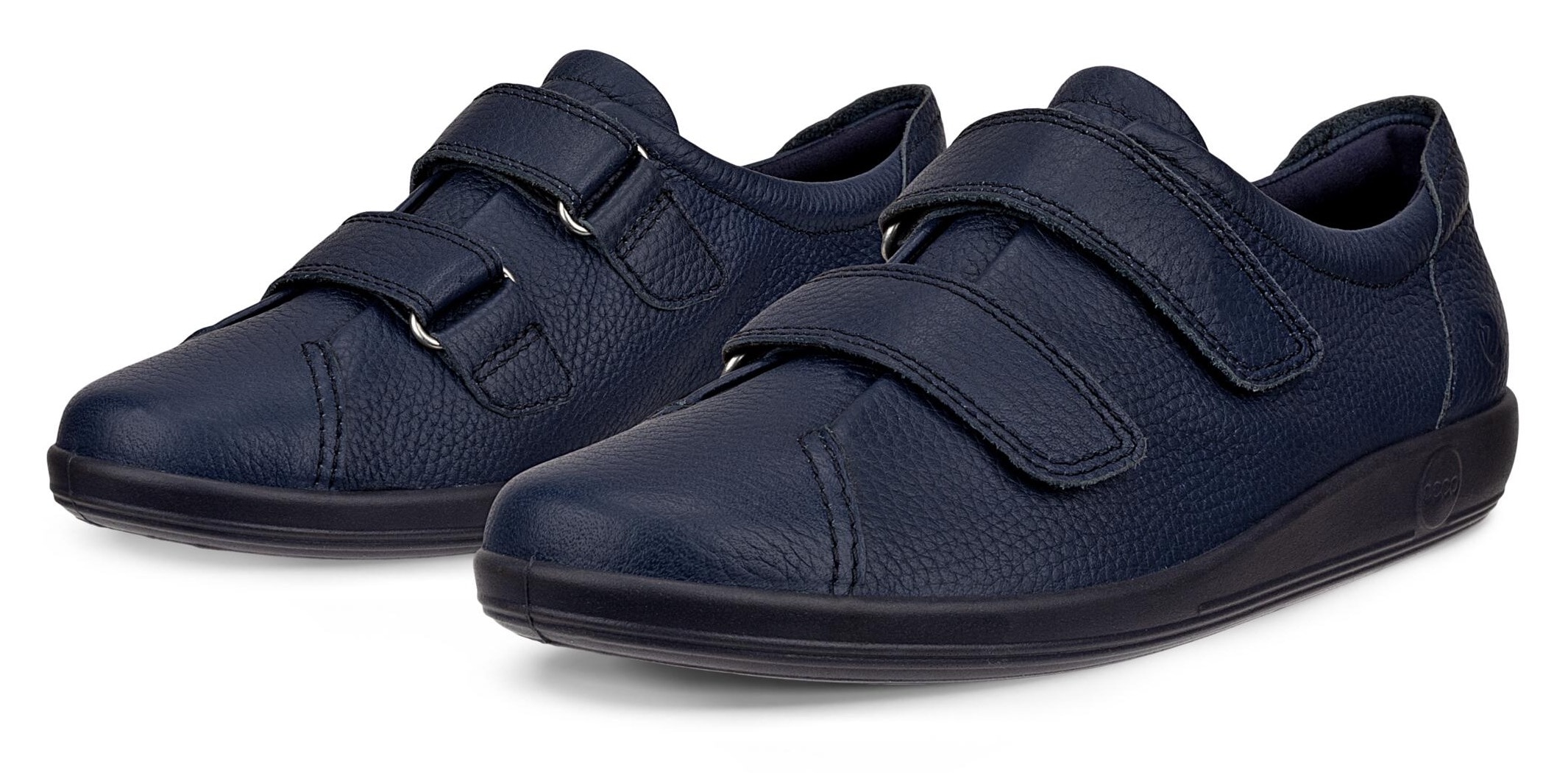 Klettschuh ECCO "SOFT 2.0", Damen, Gr. 42, blau (marine), Leder, Schuhe Klettschuh, Halbschuh, Freizeitschuh mit Klettverschlüssen