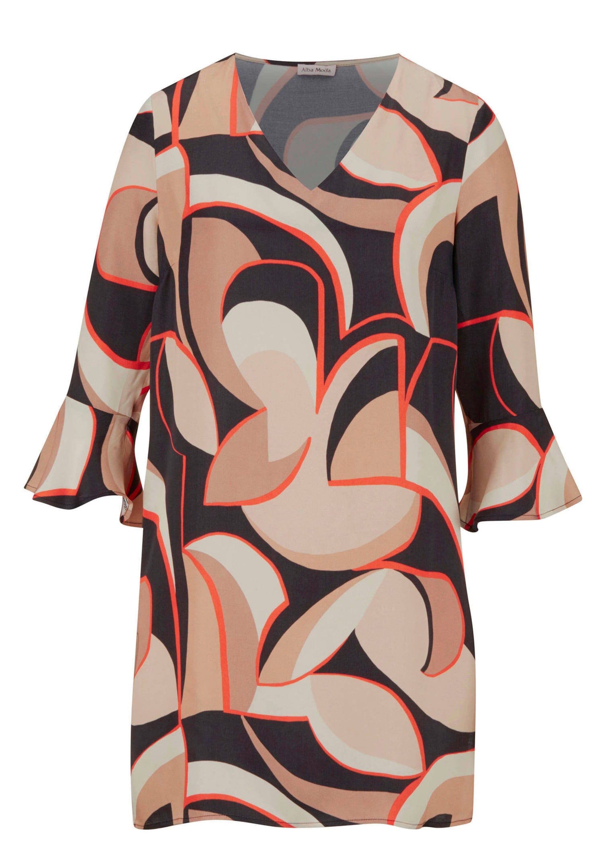 Tunika ALBA MODA "Tunika Tunika mit femininen Volants", Damen, Gr. 40, schwarz, Obermaterial: 100% Viskose CV., Tuniken