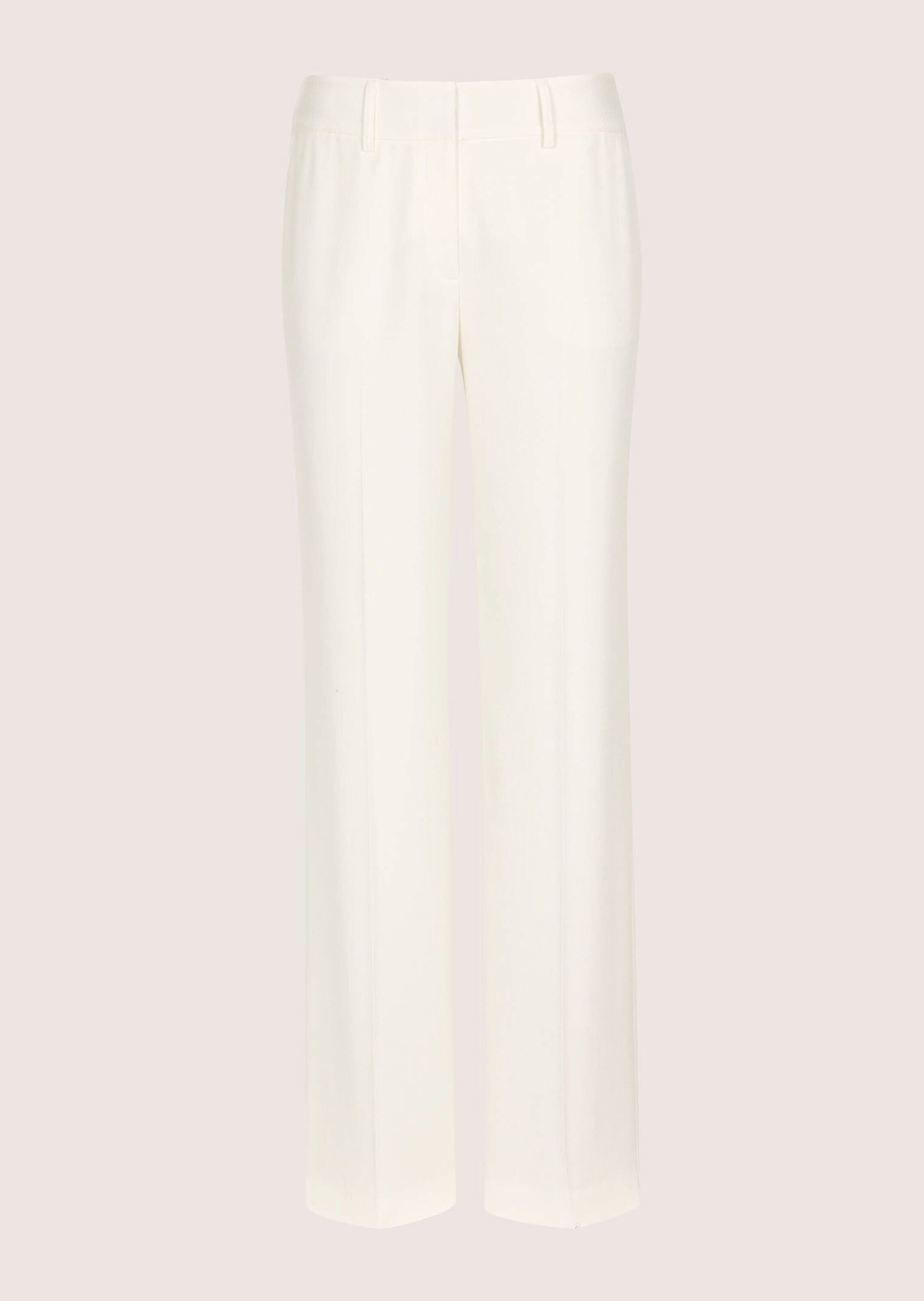 Stoffhose MADELEINE "Chinohose Elegante Bügelfaltenhose mit Struktur", Damen, Gr. 40, N + K Gr, weiß (wollweiß), Obermaterial: 48% Polyester PES. 45% Viskose CV. 5% Polyamid PA. 2% Elasthan EL., Hosen Stoffhose