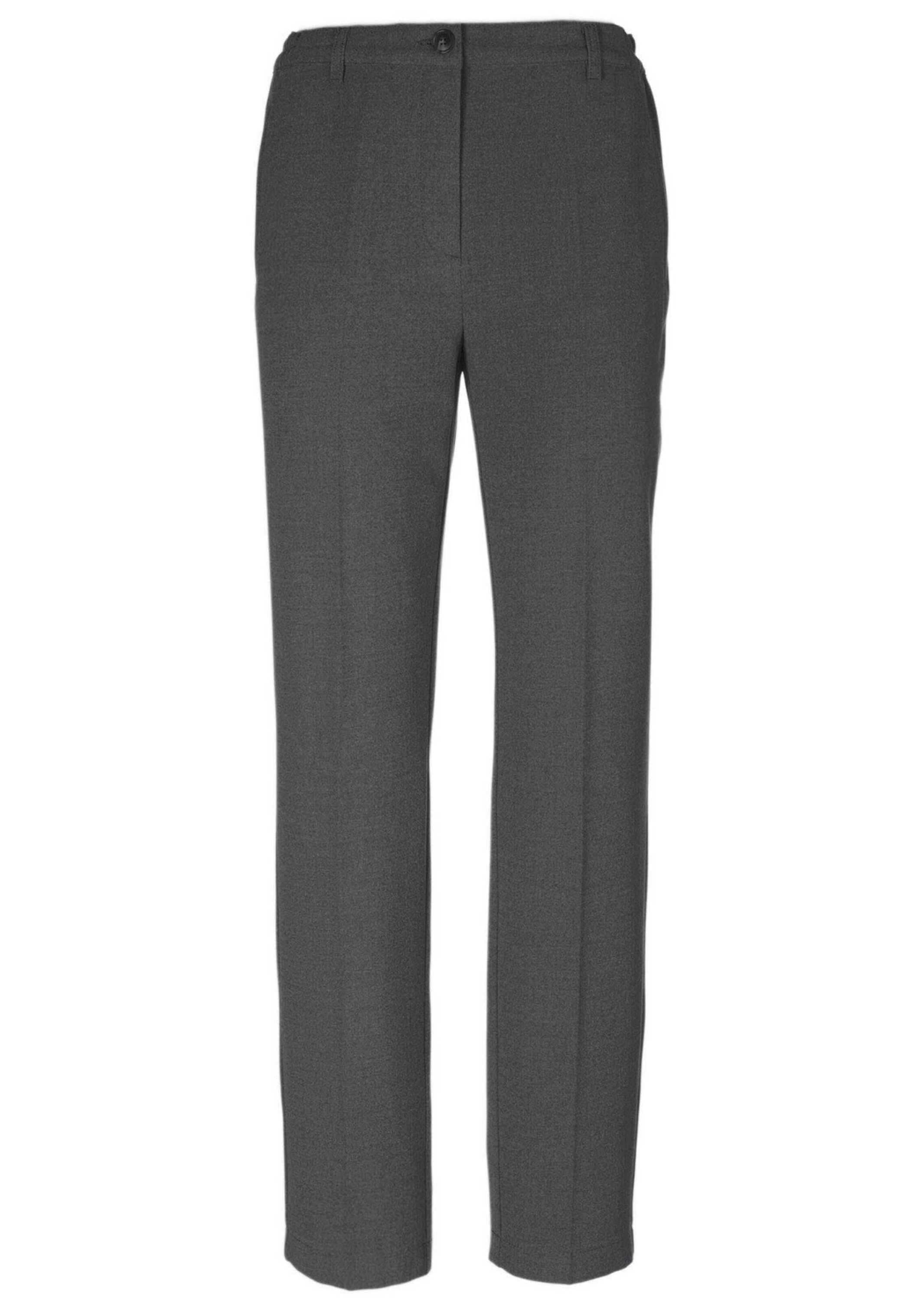 2-in-1-Hose GOLDNER "Kurzgröße Angenehm weiche Flanell-Hose ANNA", Damen, Gr. 22, K-Gr, grau, Obermaterial: 63% Polyester PES. 32% Viskose CV. 5% Elasthan EL., Hosen