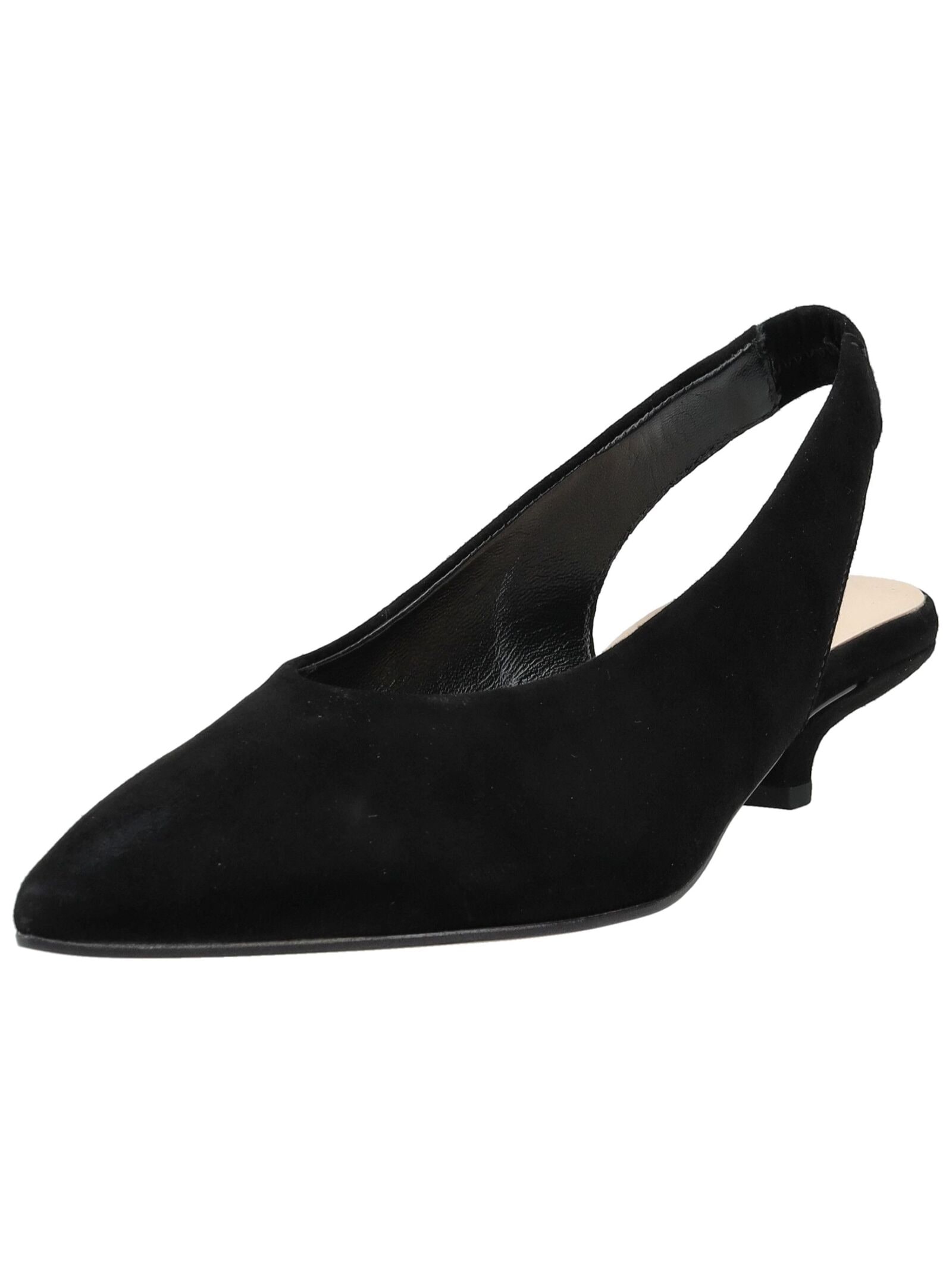 Slingpumps GABOR "Gabor Pumps Veloursleder", Damen, Gr. 40,5, schwarz, Veloursleder, Schuhe Slingpumps