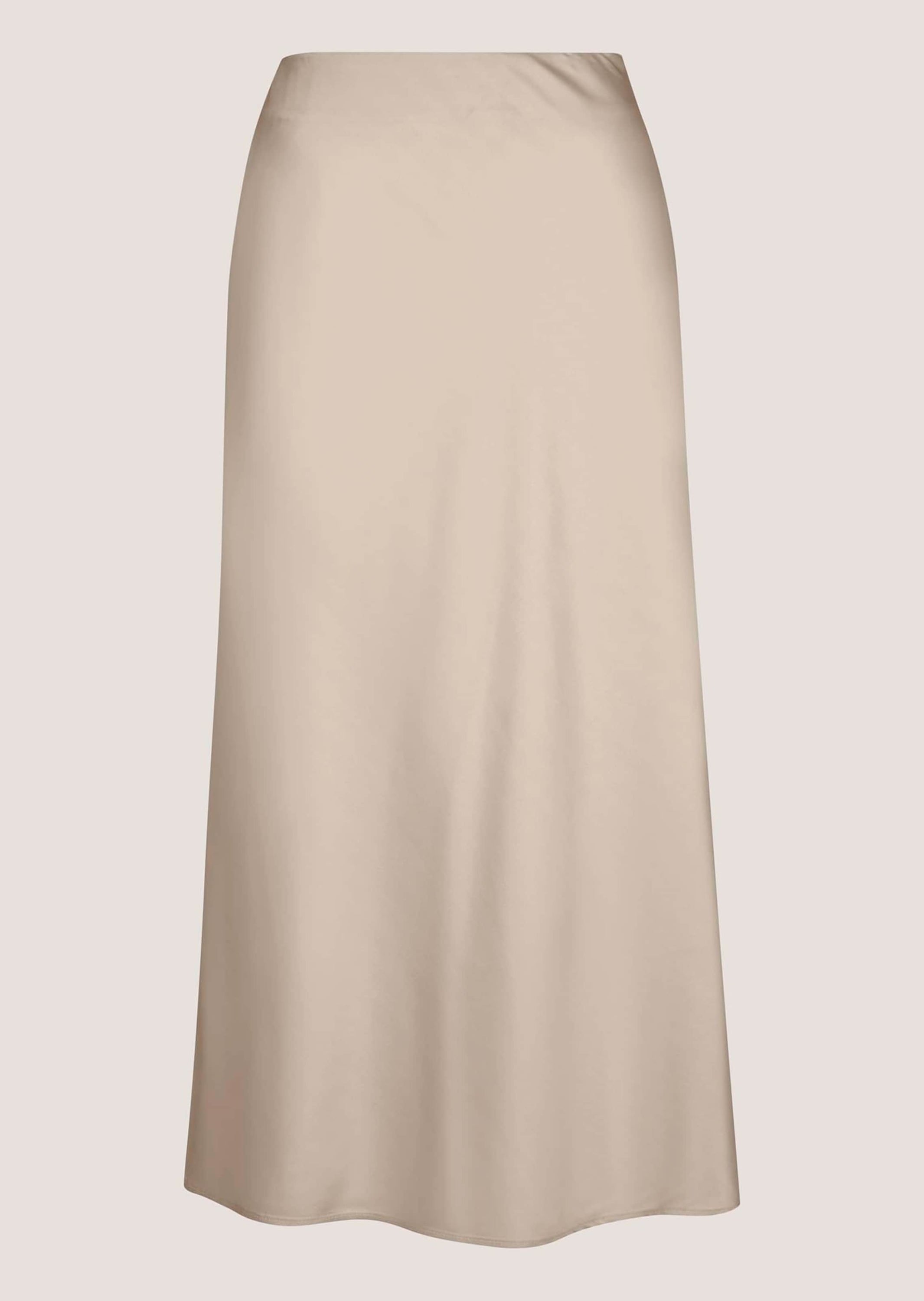 Midirock MADELEINE "Midirock Midi Satinrock für elegante Anlässe", Damen, Gr. 38, grau (kiesel), Obermaterial: 100% Polyester PES., Modern, normal, Röcke, Satin