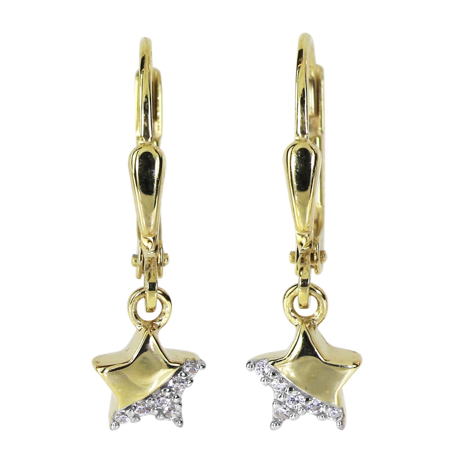 Paar Ohrhänger OSTSEE-SCHMUCK "- Stern - Gold 333/000 - Zirkonia" Gr. 22, gold (gold 333, goldfarben, gelb), Ohrringe, Damen, Gelbgold 333