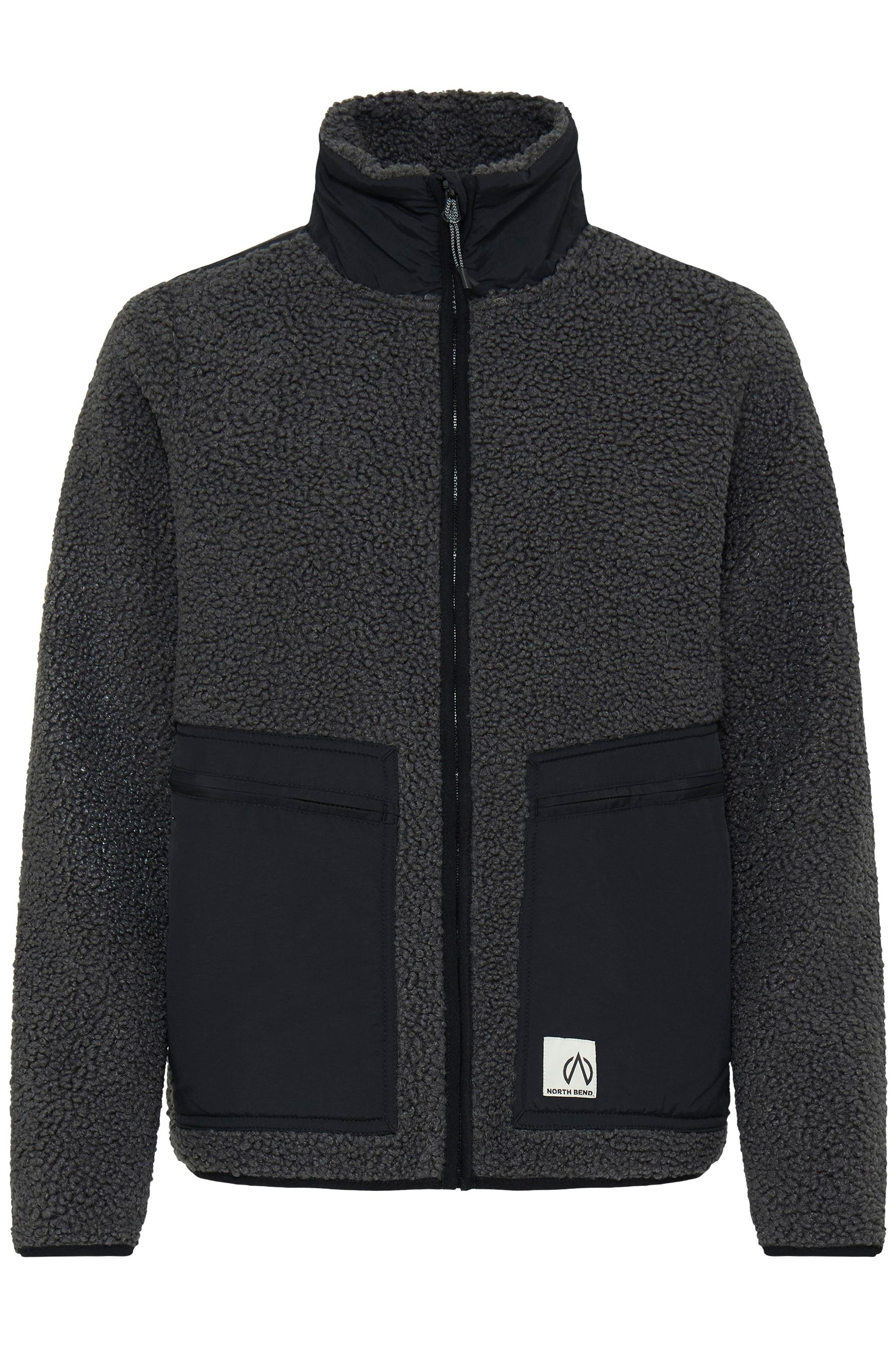 Plüschjacke NORTH BEND "Plüschjacke NBGalonne W Teddy Jacket", Damen, Gr. 38, grau (asphalt), Obermaterial: 100% Polyester Pol. recyc.., Jacken