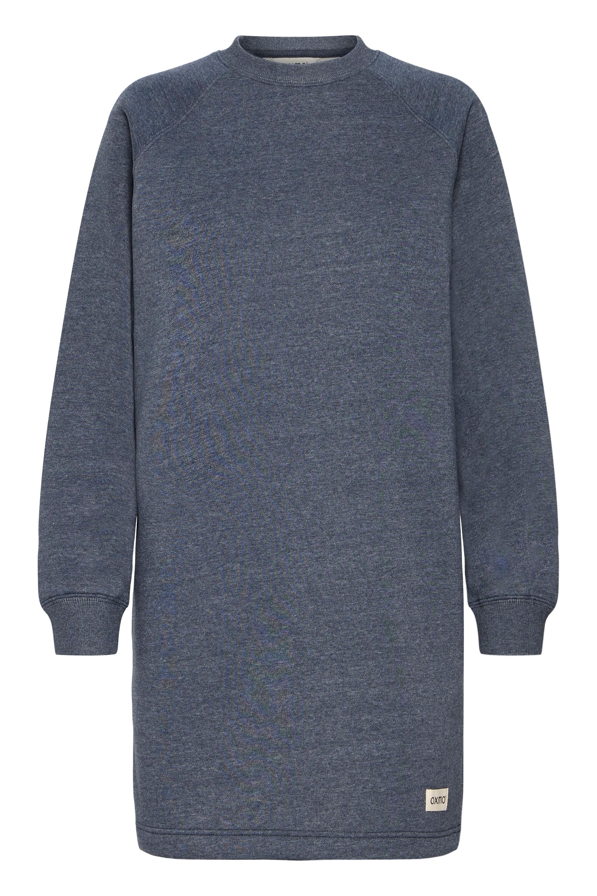 Sweatkleid OXMO "Sweatkleid OXKAREN", Damen, Gr. S, N-Gr, blau (total eclipse melange), Obermaterial: 80% Polyester PES. 20% Baumwolle CO., Kleider Sweatkleid