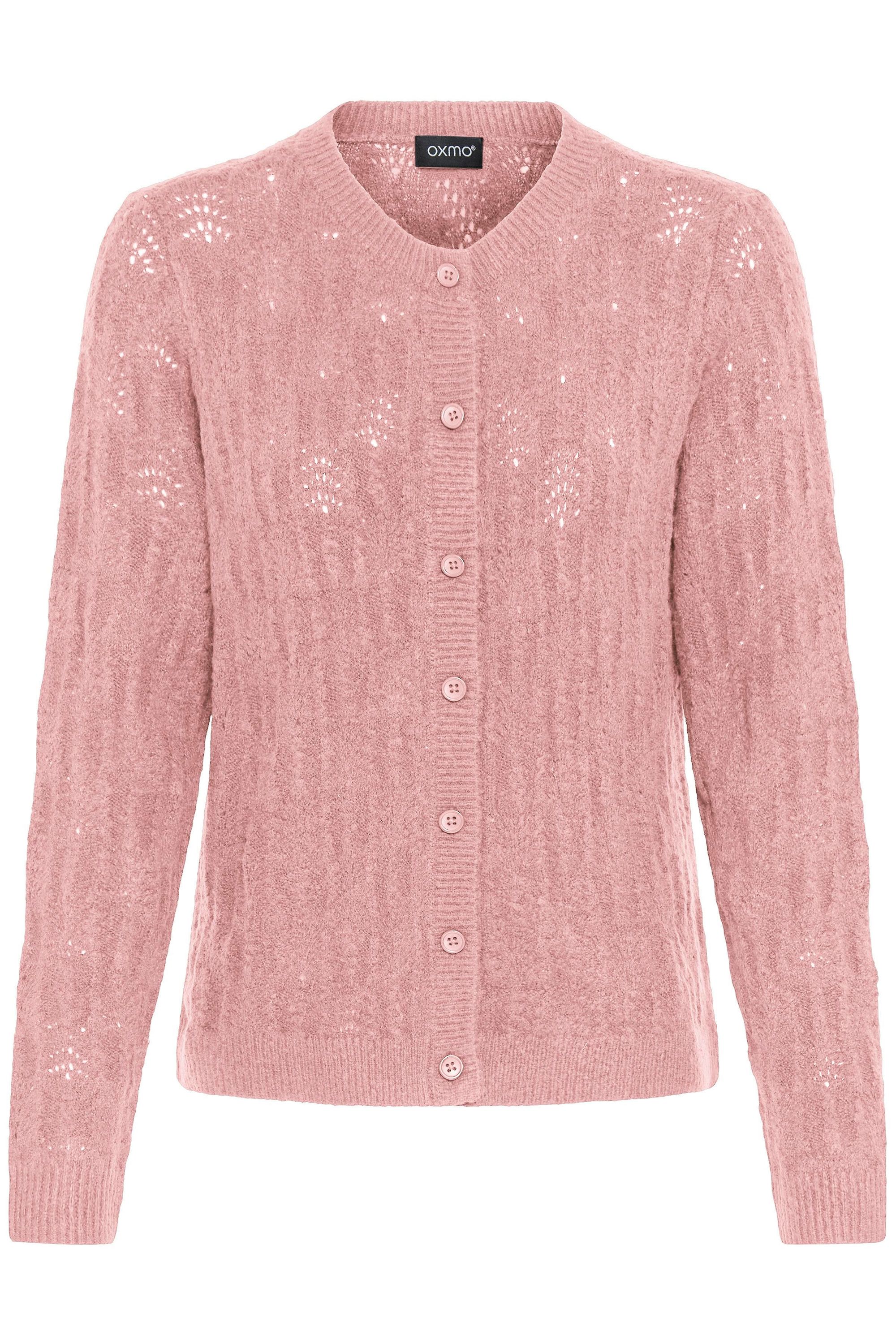 Strickjacke OXMO "Strickjacke OXFSINVA", Damen, Gr. M, grau (zephyr melange), Obermaterial: 76% Polyacryl PAN. 21% Polyester PES. 3% Elasthan EL., Strickjacken Strickjacke