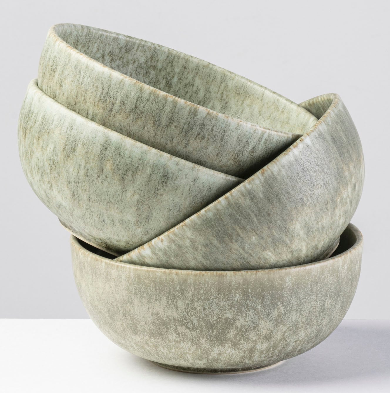 Müslischale GIPFELSTÜCK "Moos'n'Stein", grün, Ø:15cm, Steinzeug, Schüsseln, Müslischale, Scandi-Style, glänzende Reaktivglasur, jedes Stück ein Unikat