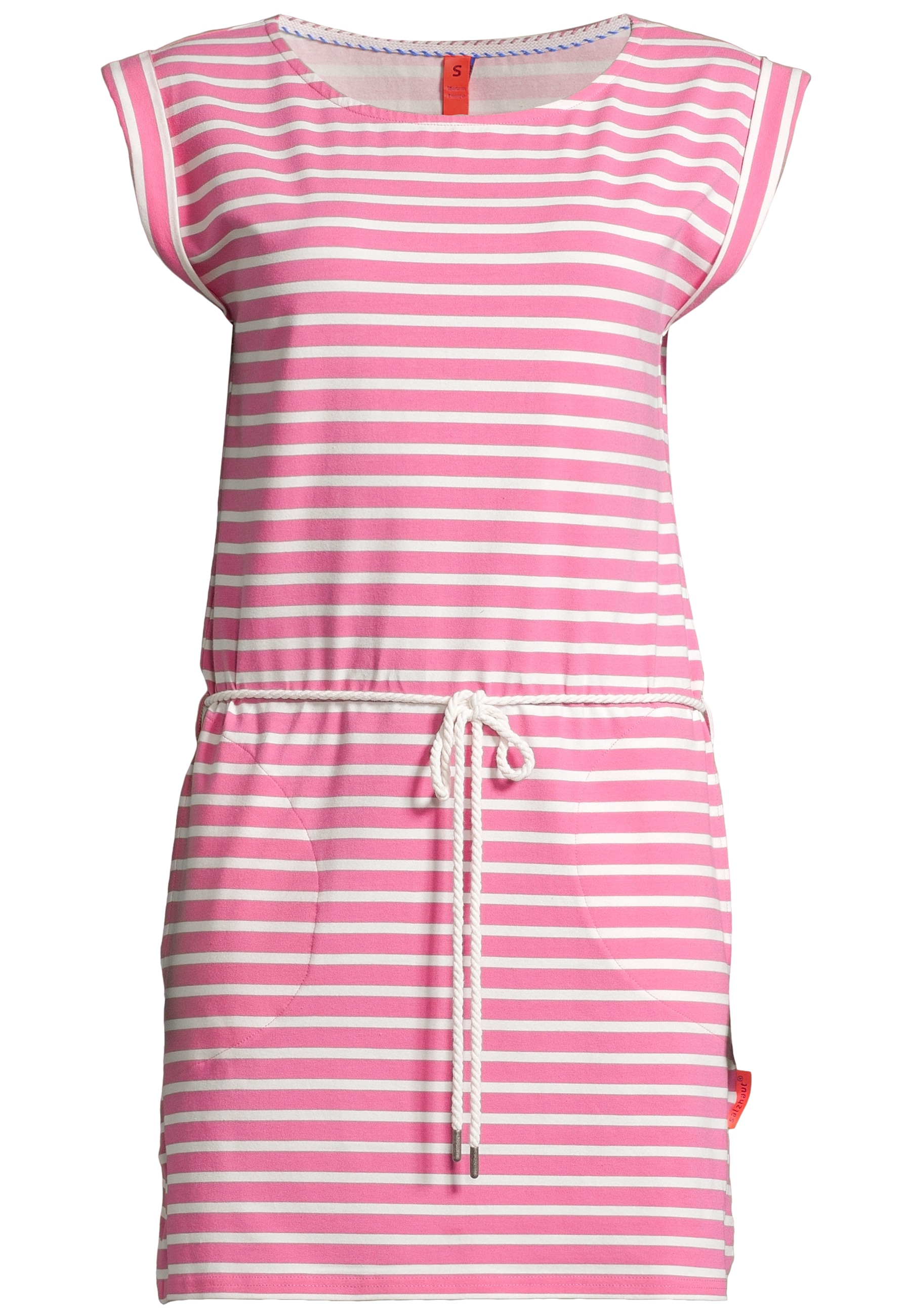 Midikleid SALZHAUT "Knielanges Kleid (Midi) PAPPNEES", Damen, Gr. 3XL, EURO, rosa (sanftes weiß, blossom), Obermaterial: 50% Baumwolle CO. 50% Polyester PES., Kleider Midikleid