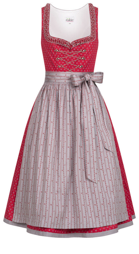 Dirndl NÜBLER "Dirndl midi Terres", Damen, Gr. 46, EURO, rot, Obermaterial: 100% Baumwolle CO., Kleider