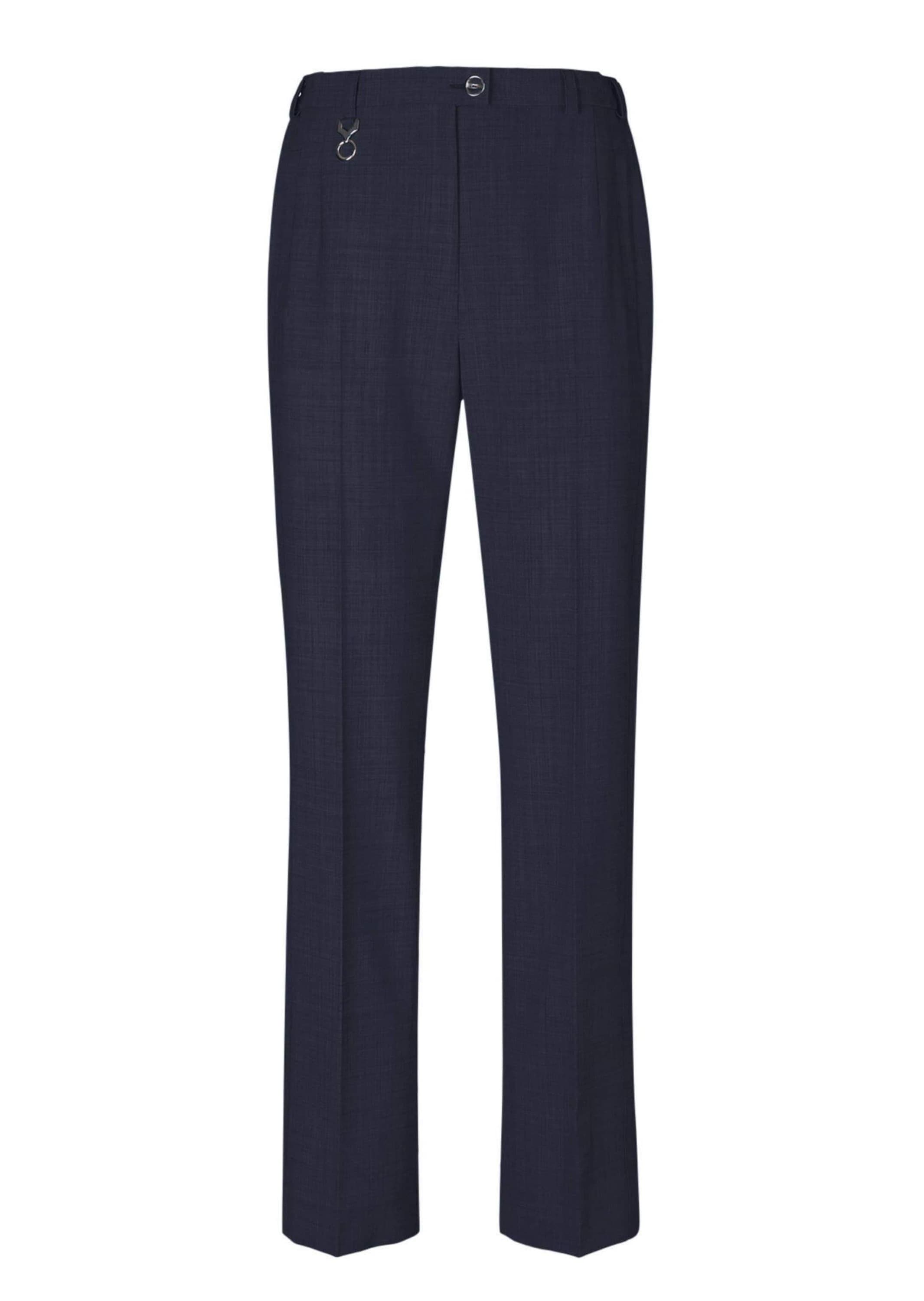 Stoffhose GOLDNER "Trevira-Schurwollhose ANNA", Damen, Gr. 50, N-Gr, blau (marine), Obermaterial: 53% Polyester PES. 43% Schurwolle WV. 4% Elasthan EL., Hosen Stoffhose