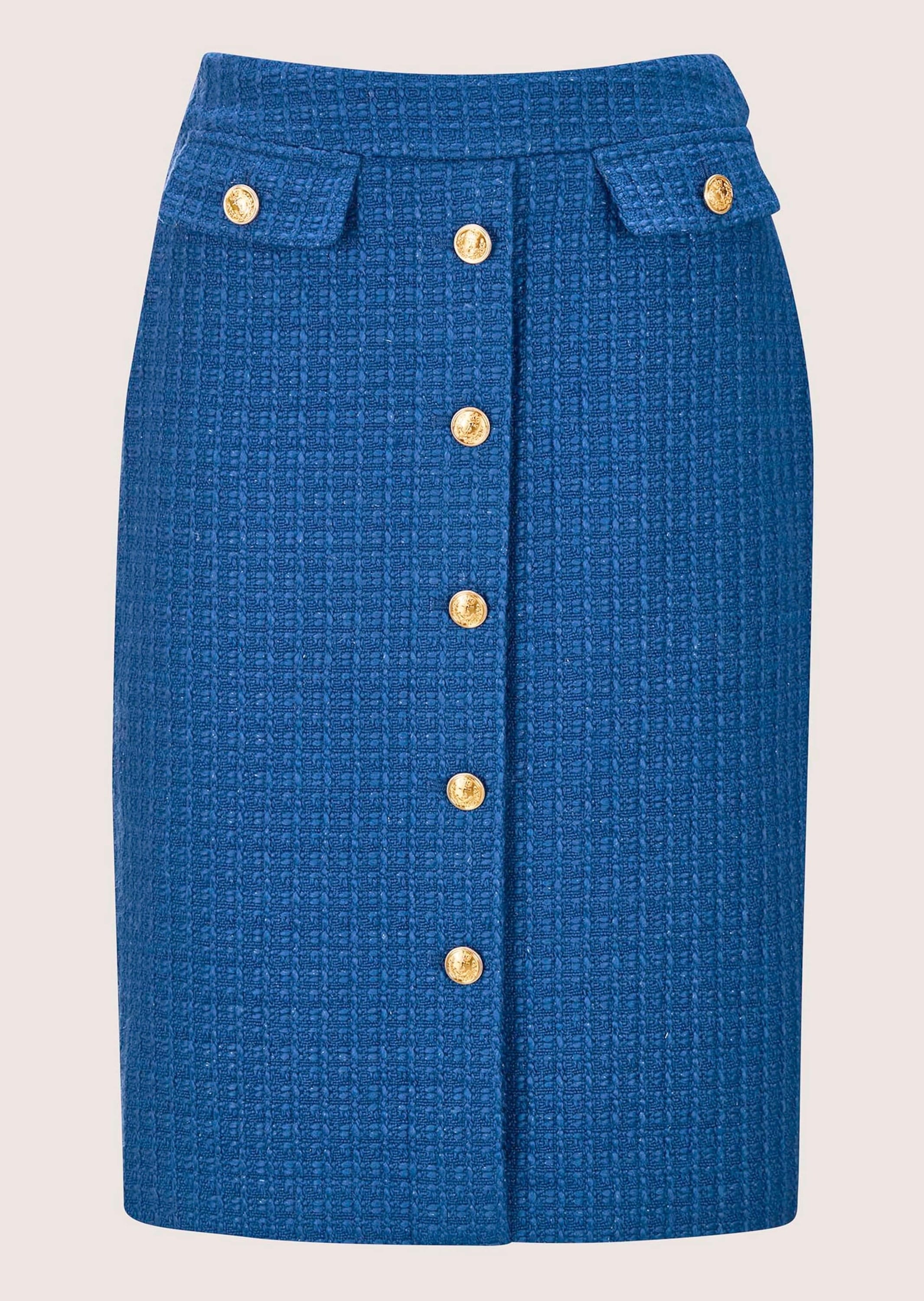 Sommerrock MADELEINE "Rock Schlanker Bleistift-Rock mit Glanz-Akzenten", Damen, Gr. 48, blau (royalblau), Obermaterial: 50% Polyester PES. 50% Wolle WO., Modern, normal, Röcke Image