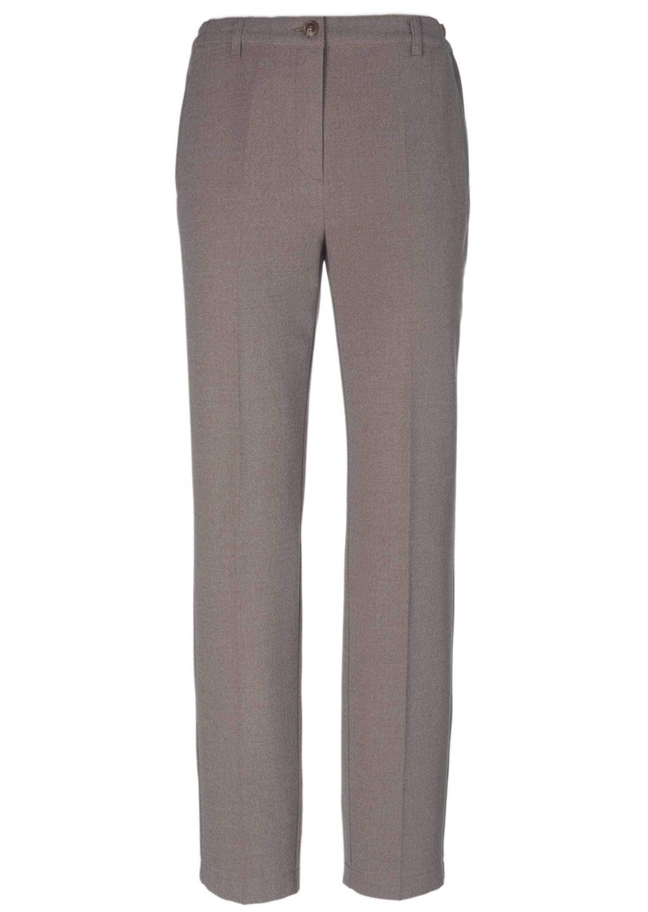 2-in-1-Hose GOLDNER "Kurzgröße Angenehm weiche Flanell-Hose ANNA", Damen, Gr. 22, K-Gr, beige (taupe), Obermaterial: 63% Polyester PES. 32% Viskose CV. 5% Elasthan EL., Hosen