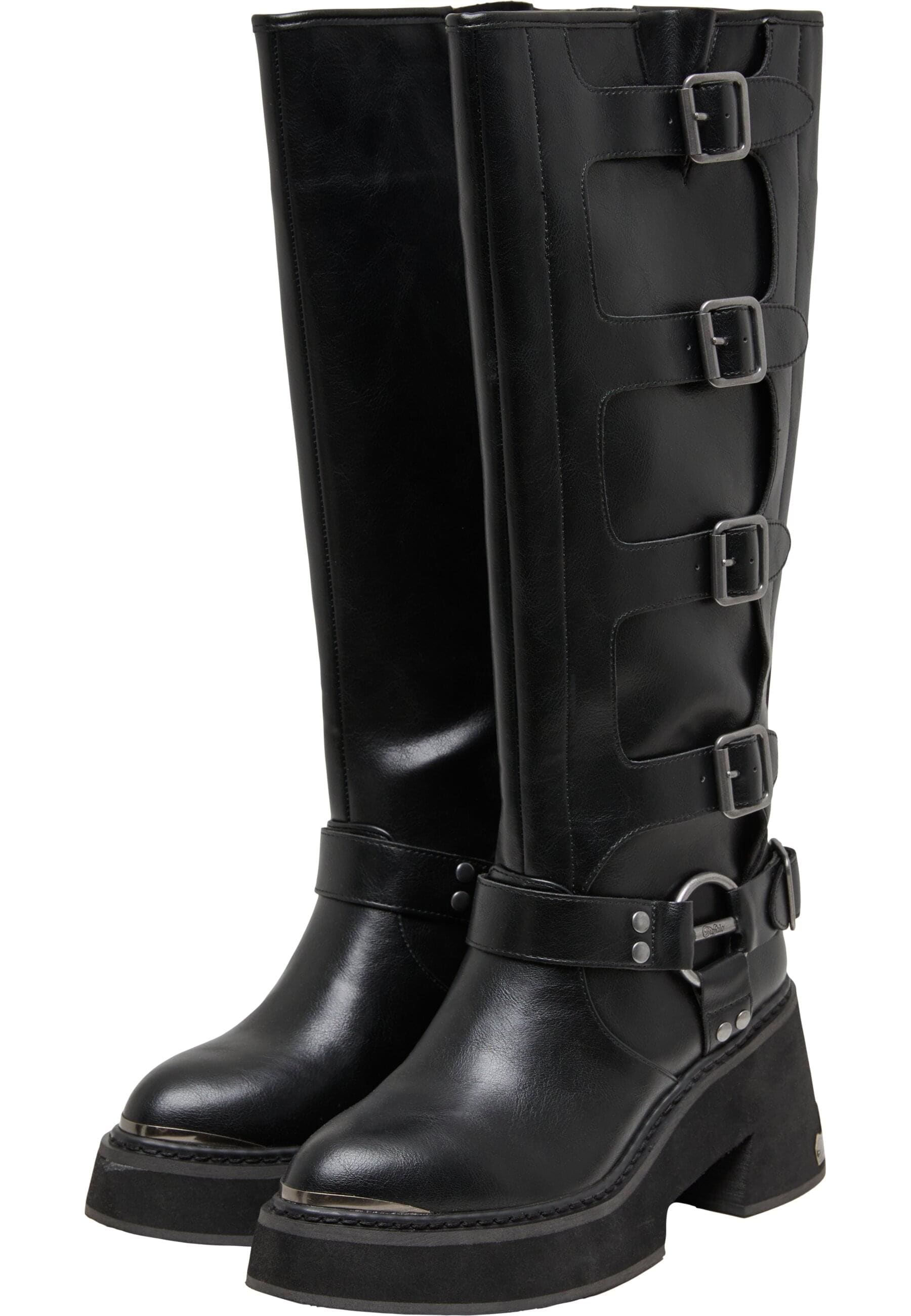 Stiefel BUFFALO "Buffalo BULL BOOT HI FB - VEGAN NAPPA", Damen, Gr. 42, schwarz, Polyurethan, unifarben, Schuhe Stiefel