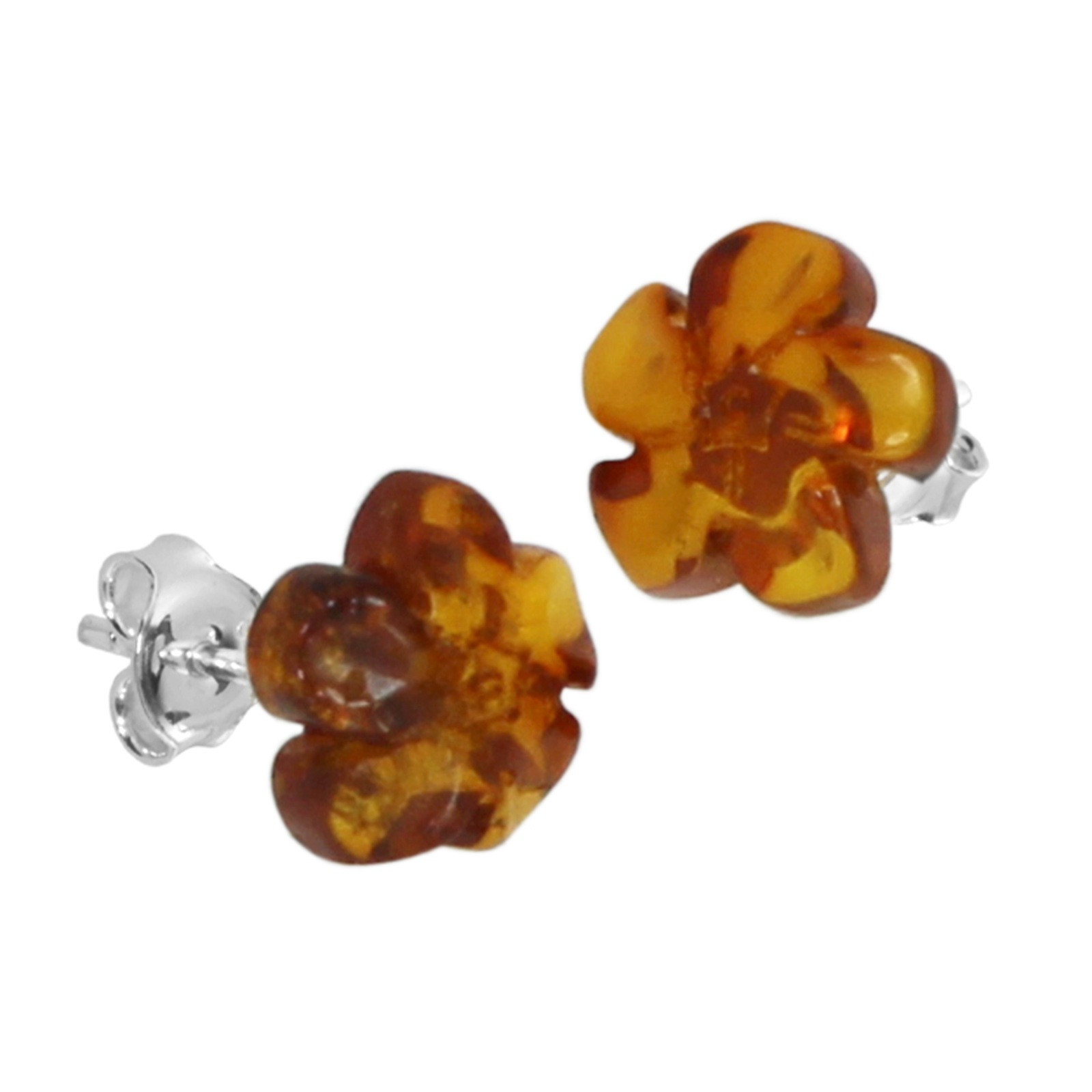 Paar Ohrstecker OSTSEE-SCHMUCK "- Blüte - Silber 925/000 - Bernstein" Gr. 10, silber (silber 925, silberfarben, weiß), Ohrringe, Damen, Silber 925 (Sterlingsilber)