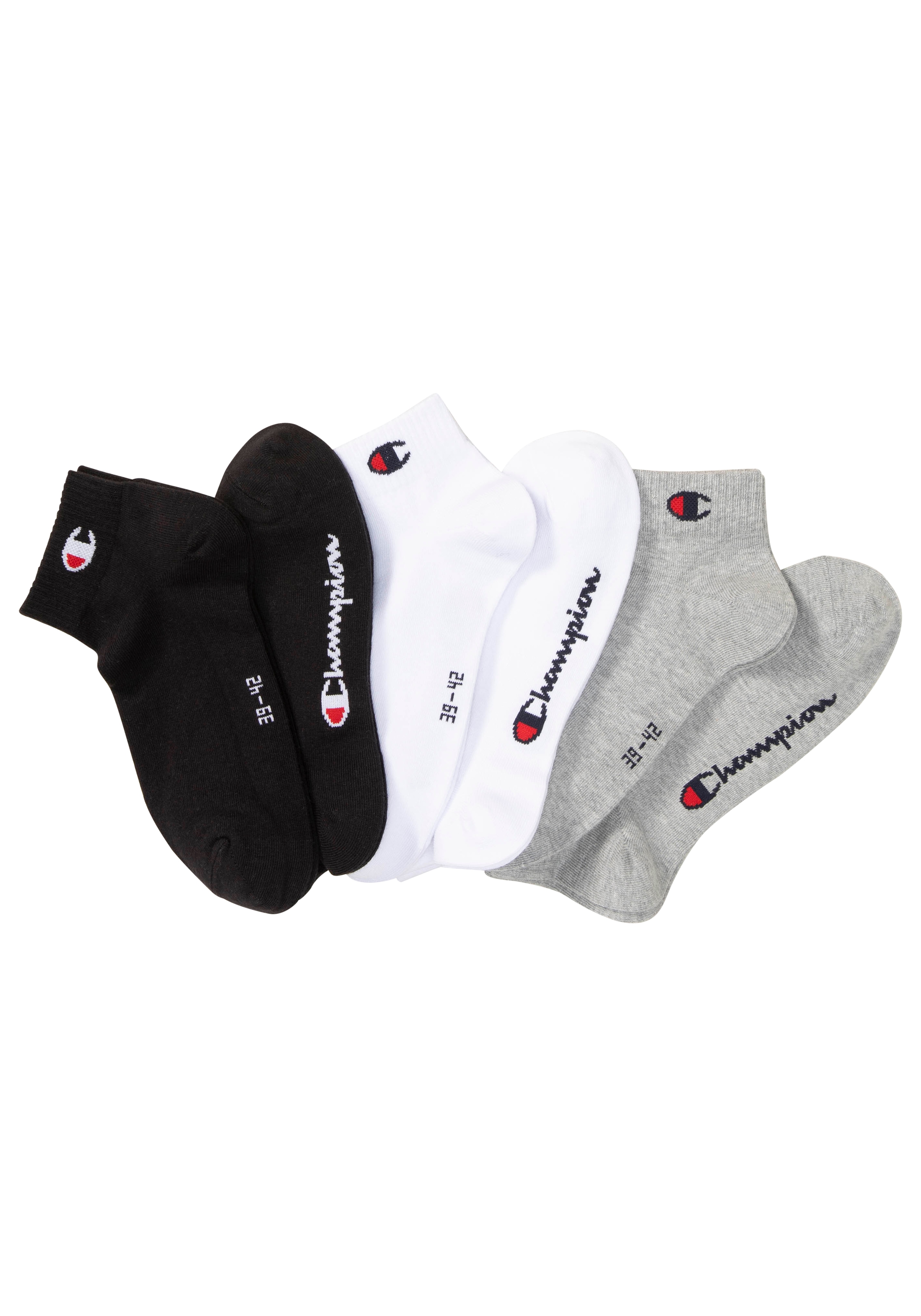 Kurzsocken CHAMPION "6pk Quarter Socks", Herren, Gr. 43-46, grau, Obermaterial: 71% Baumwolle, 23% Polyester, 4% Polyamid, 2% Elasthan, Socken, für Fitnessaktivitäten, sportlicher Stil, elastisches Material Image
